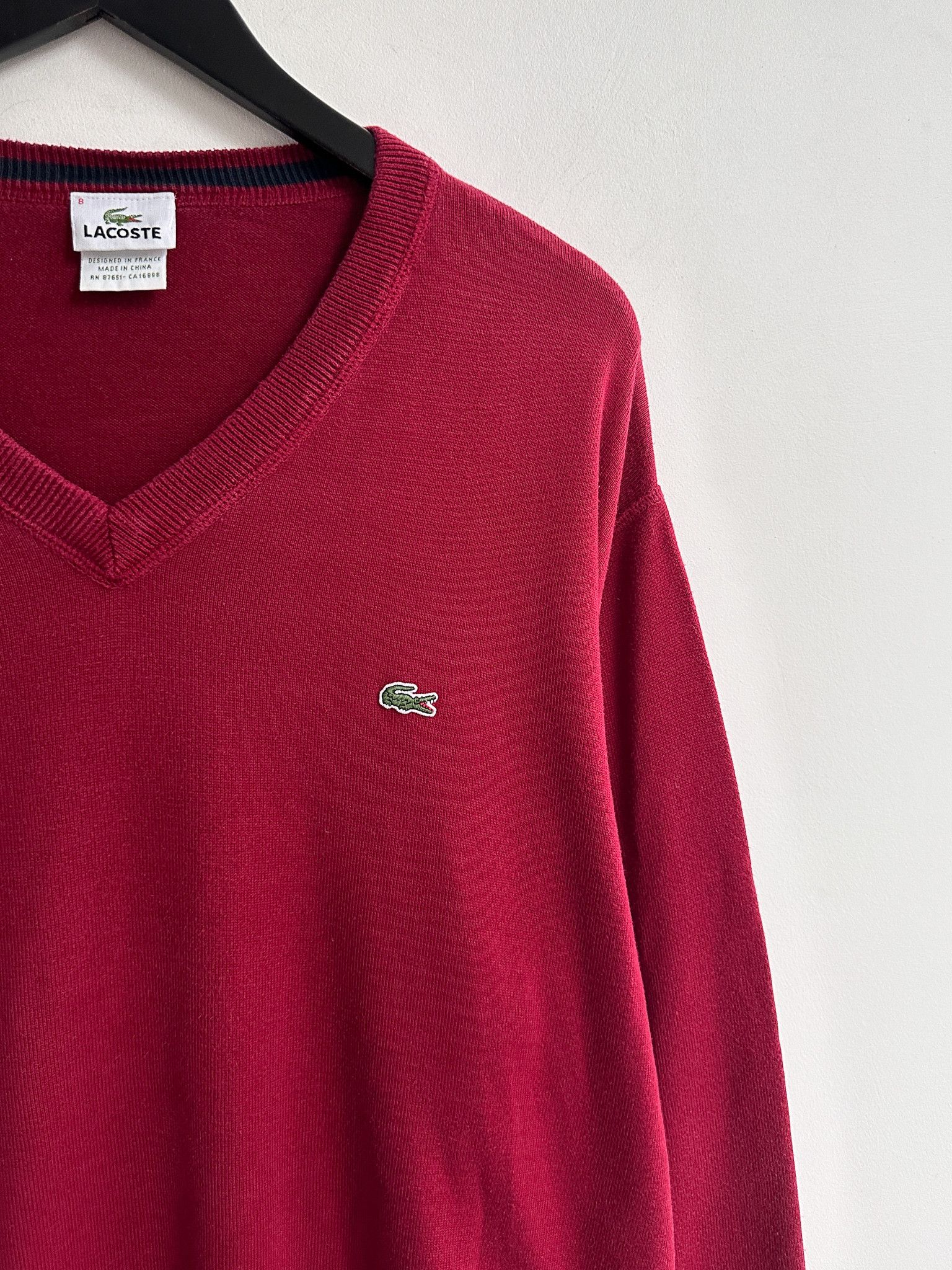 Lacoste Vintage Lacoste V Neck Sweater Jumper Pullover Size US XL / EU 56 / 4 - 3 Thumbnail