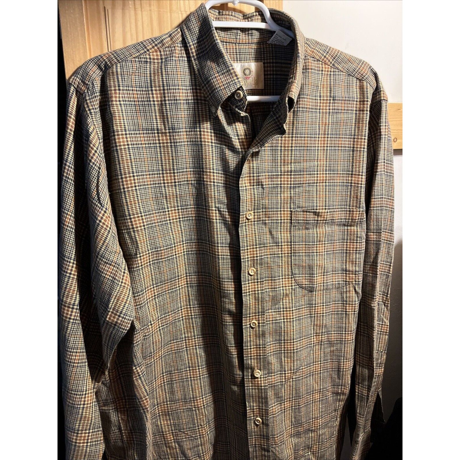Viyella VTG Wool Cotton Blend Shirt Mens L Multicolor Plaid
