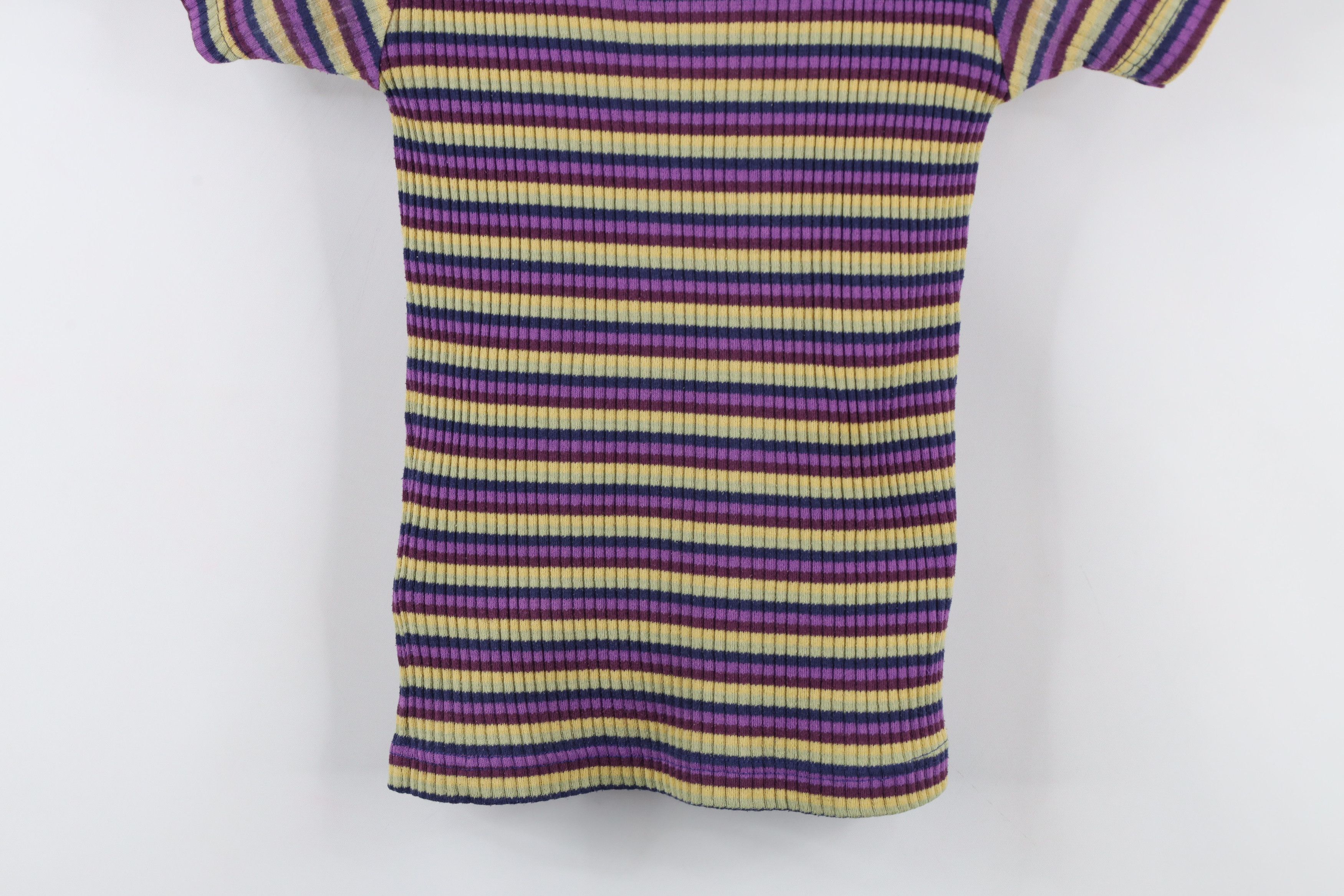 Vintage Vintage 90s Y2K Baby Doll Striped Ribbed Knit T-Shirt Size M / US 6-8 / IT 42-44 - 3 Thumbnail