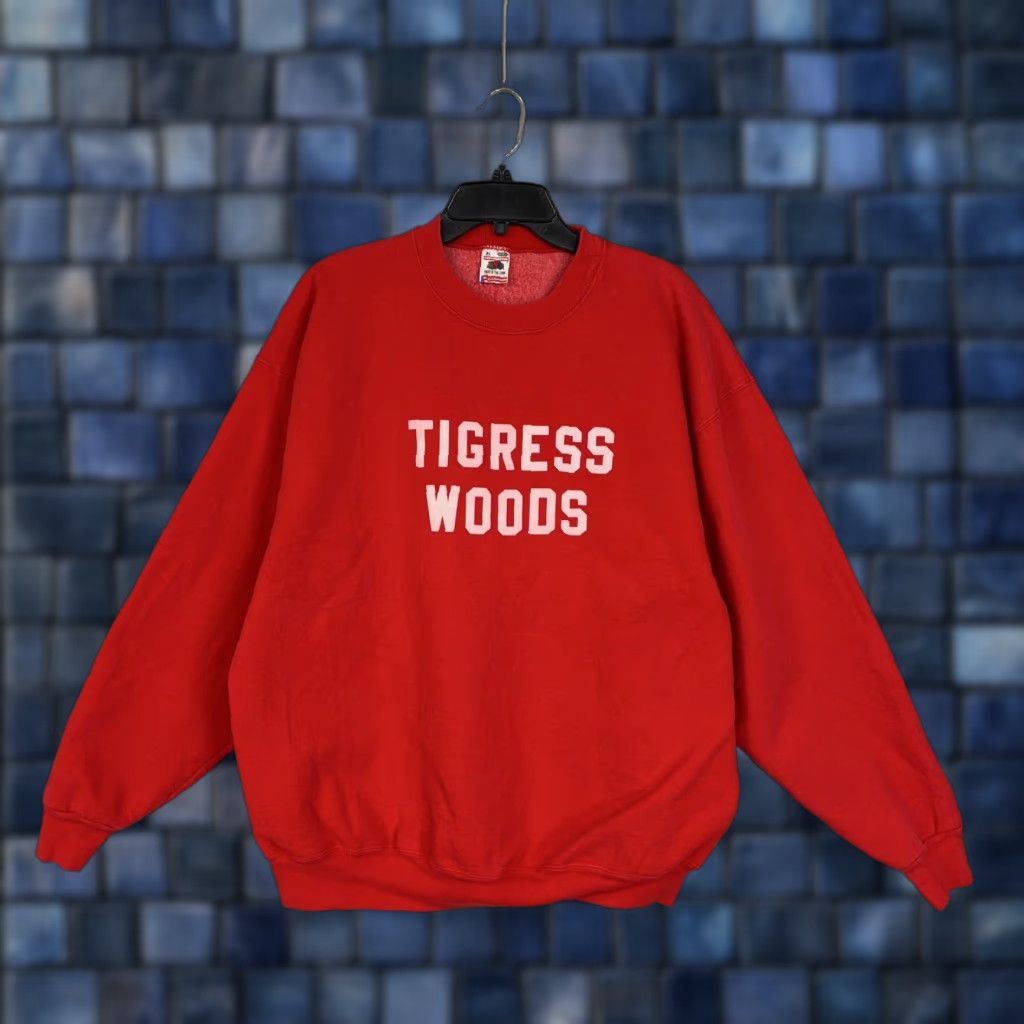 Fruit Of The Loom VINTAGE Fruit of the Loom Sweatshirt Mens XL Red Tigress Woods Graphic 90s Funny Sports Parody USA Size US XL / EU 56 / 4 - 1 Thumbnail