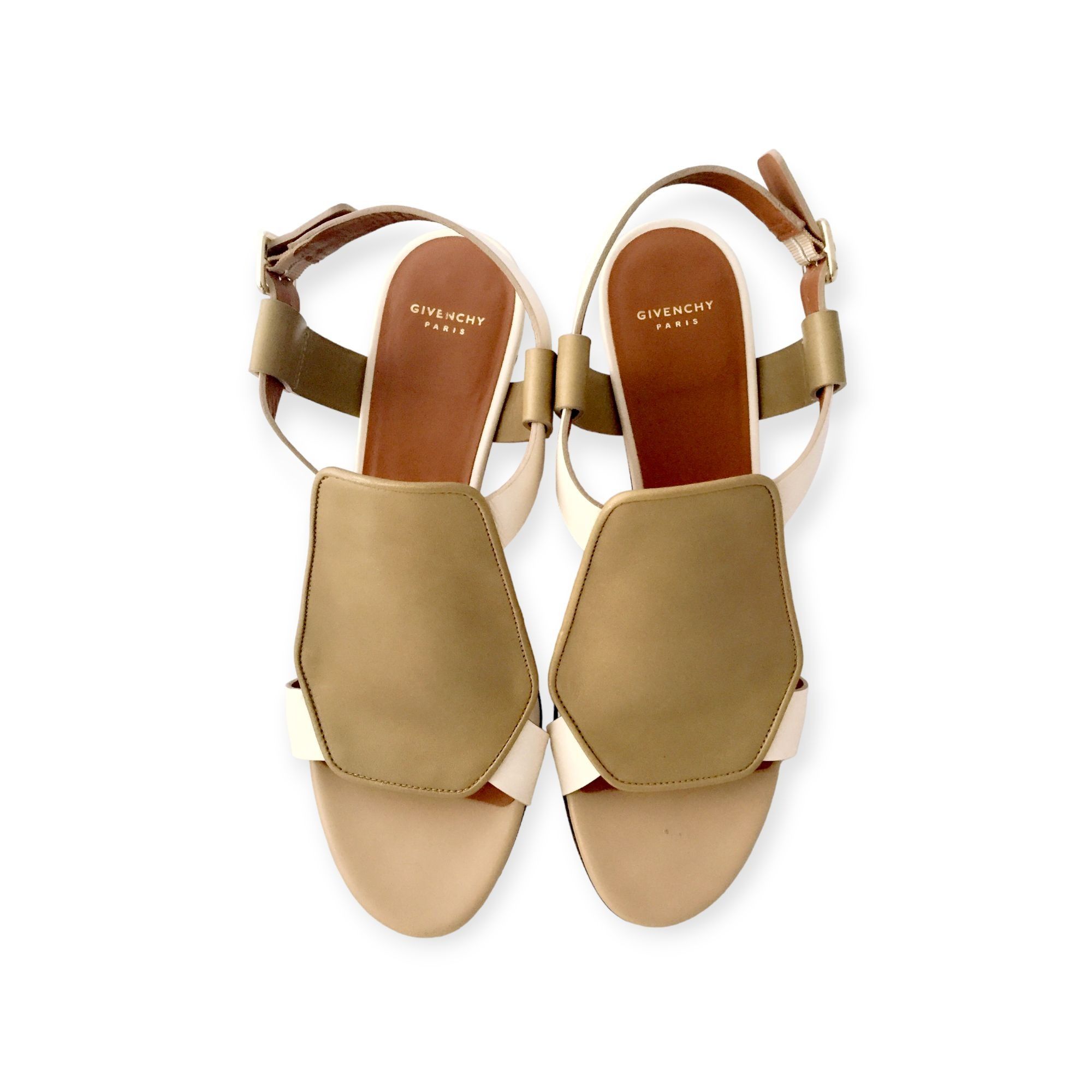 Givenchy Givenchy two tone sling back sandals in Ecru and Beige Leath Size US 9 / IT 39 - 2 Thumbnail