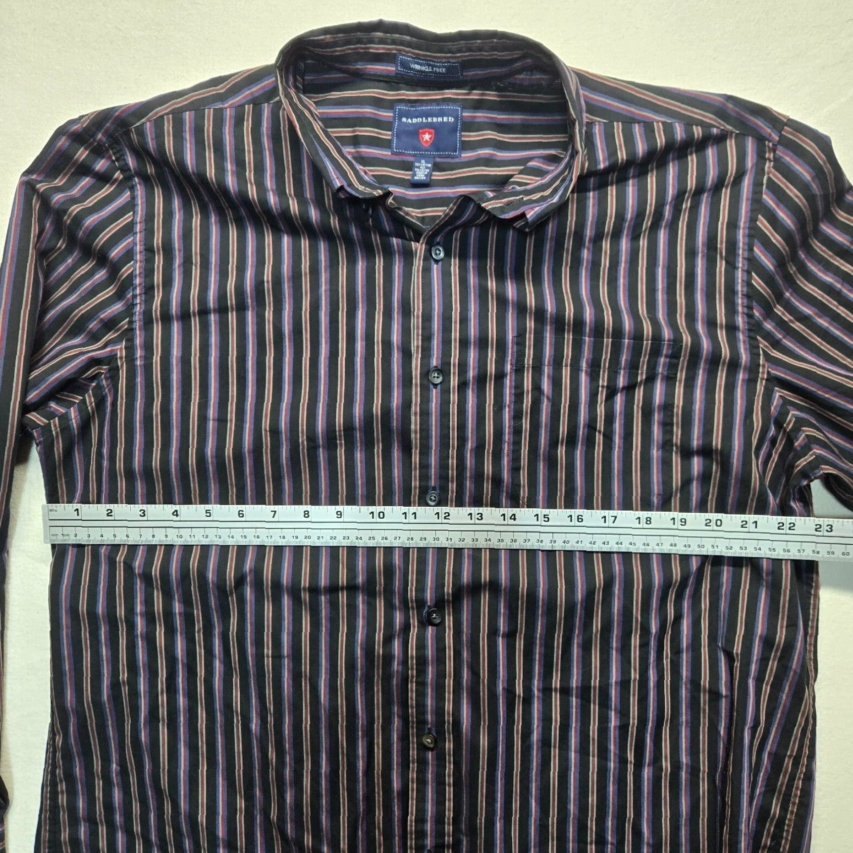 Vintage Saddlebred Shirt Button-Up Striped Black Long Sleeve Adult Men XL Size US XL / EU 56 / 4 - 4 Thumbnail