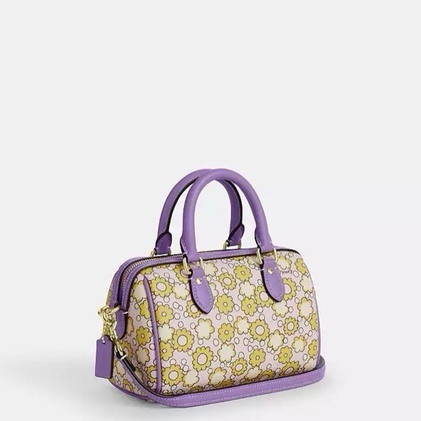 Coach NWT COACH CBM69 Mini Rowan Crossbody Bag Floral Print Lilac Size ONE SIZE - 8 Thumbnail