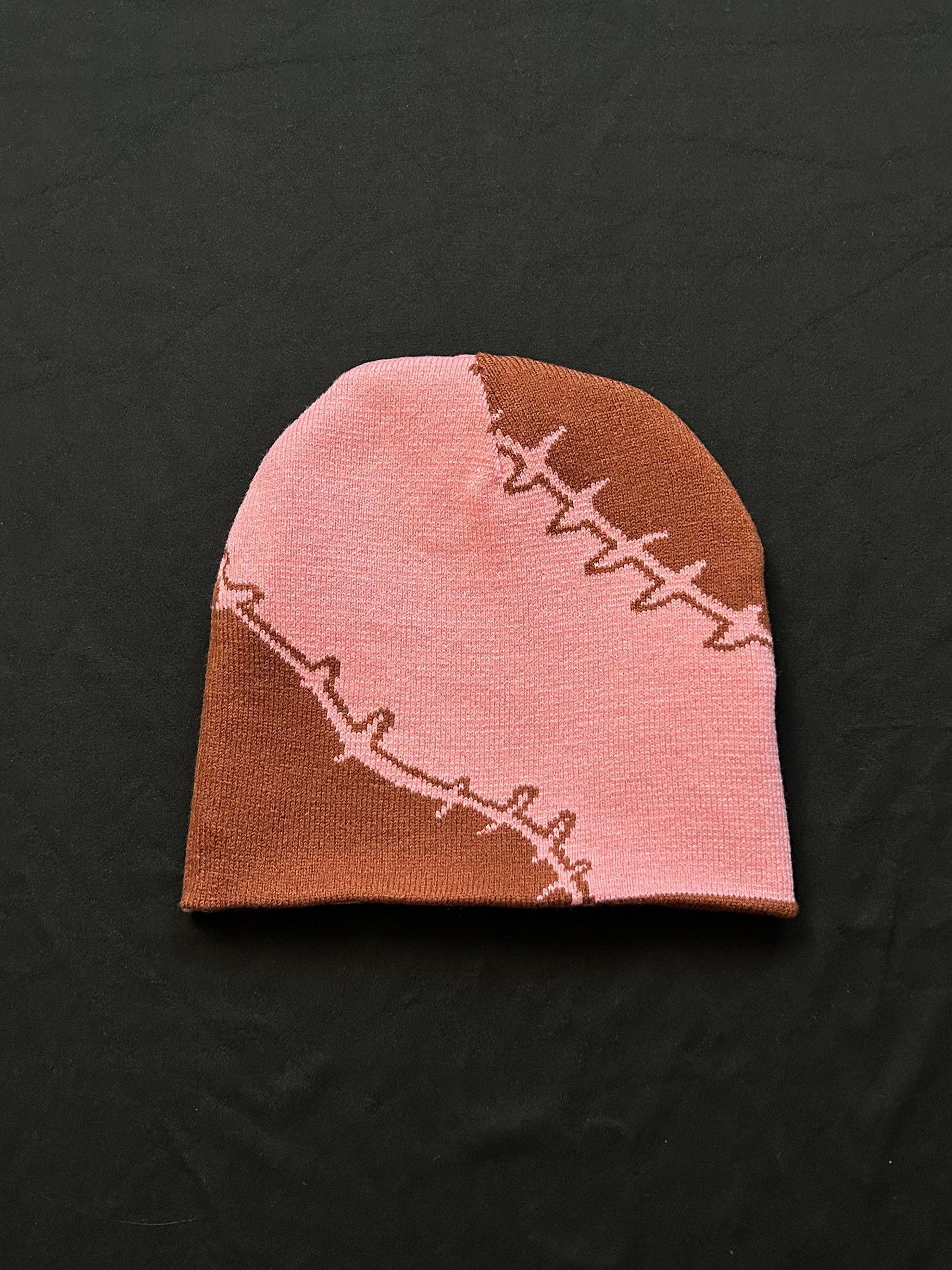 Japanese Brand Deadstock Stitch Graphic No Cuff Pink Beanie Hat OS Size ONE SIZE - 1 Thumbnail