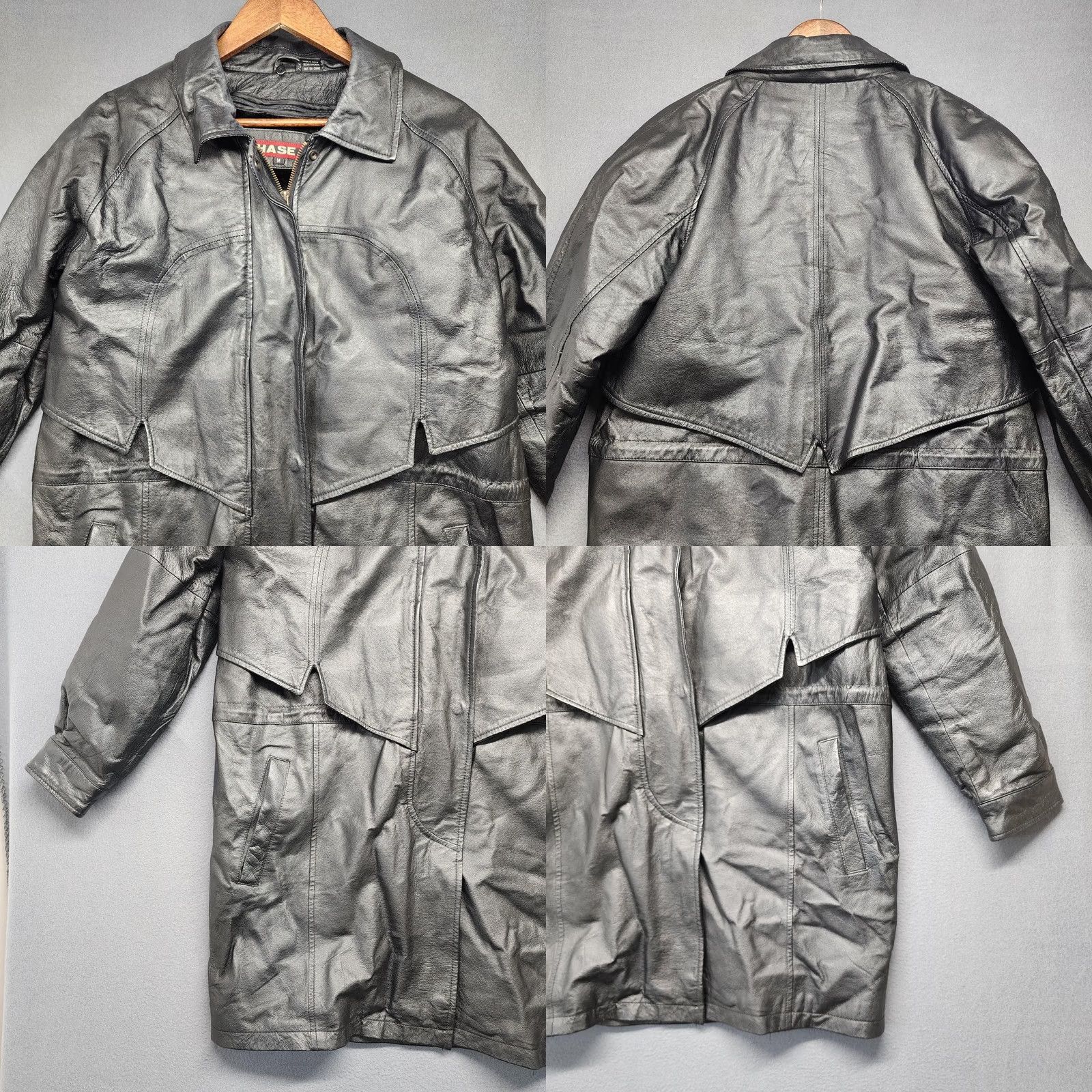 Vintage Phase 2 Leather Coat Mens Medium Black Zip Front Removable Faux Fur Liner Coat Size US M / EU 48-50 / 2 - 10 Thumbnail