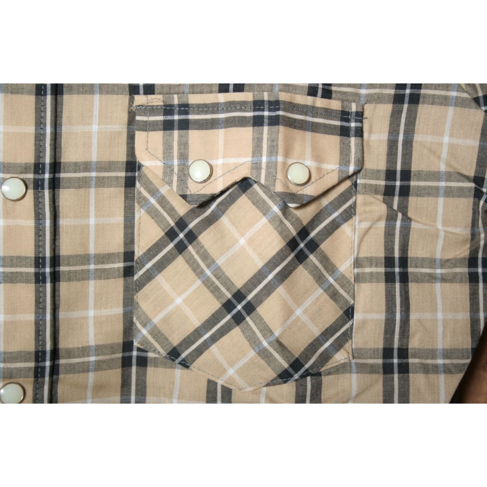 Vintage VINTAGE DEE CEE Shirt Mens Medium Tan Black Plaid Sawtooth Flap Pocket Fitted Western Sz. 15-32 Size US M / EU 48-50 / 2 - 3 Thumbnail