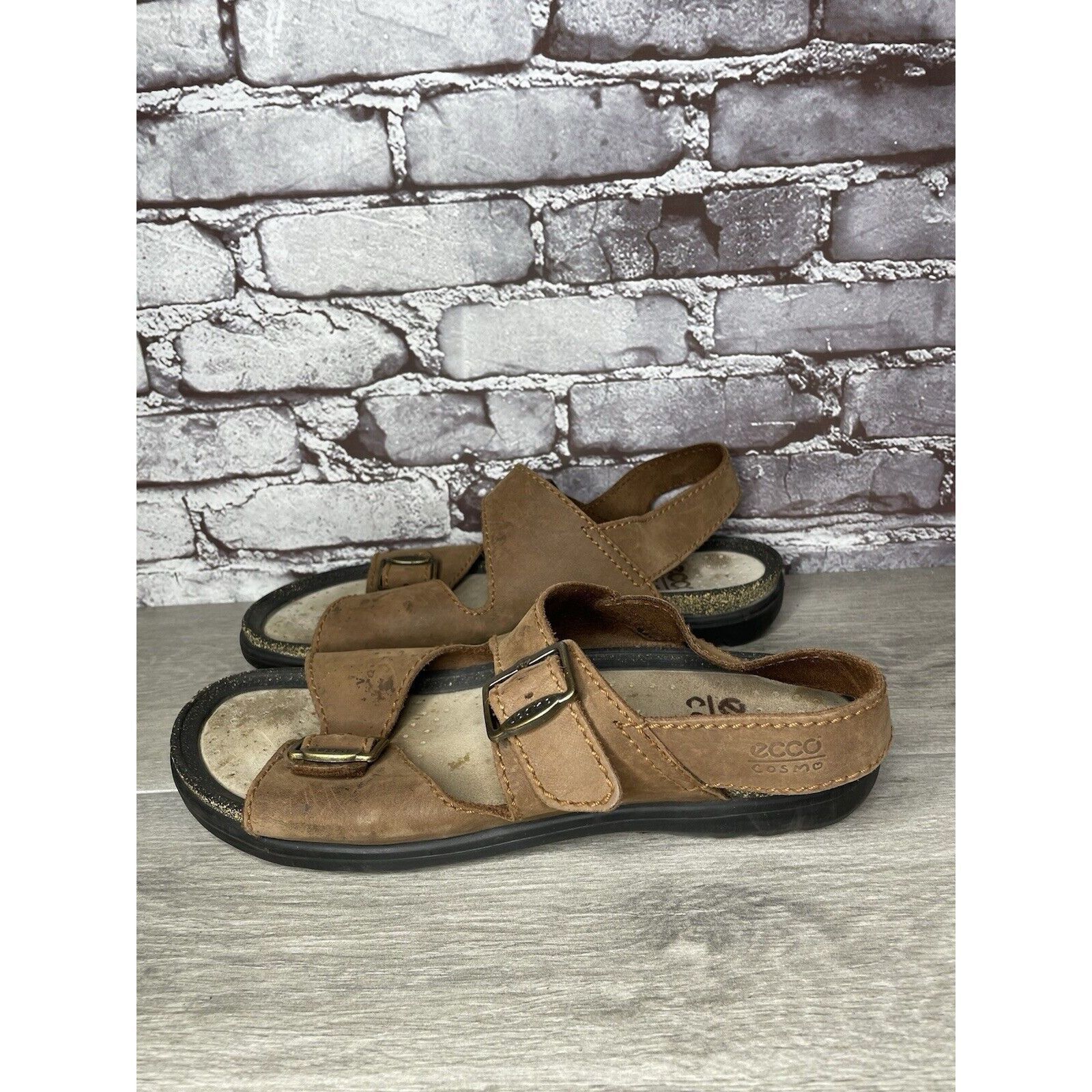 Ecco Ecco Cosmo Brown Leather Casual Comfort Cork Strap Sandals M Size US 13 / EU 46 - 3 Thumbnail
