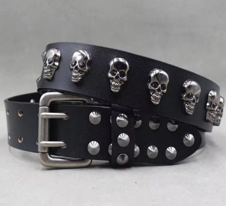 Leather Skull Studded Punk VS Cowboy Belts Size ONE SIZE - 2 Thumbnail