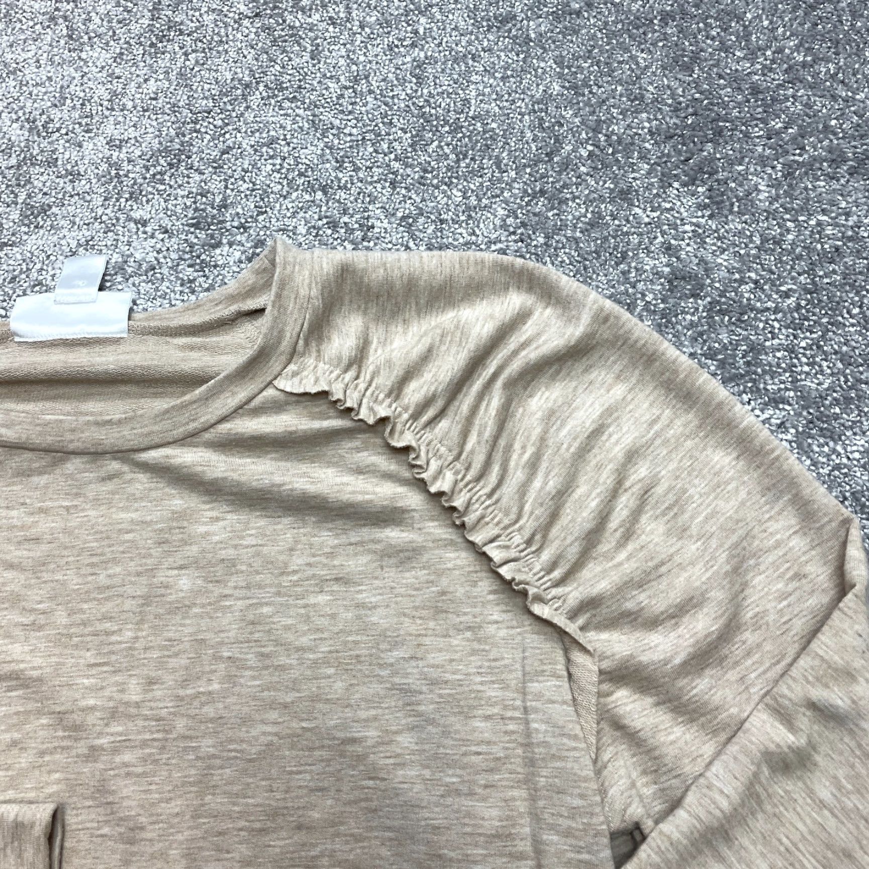 Vintage Motherhood Maternity Sweatshirt Womens Small Tan Beige Stretch Pullover Soft Top Size S / US 4 / IT 40 - 2 Thumbnail