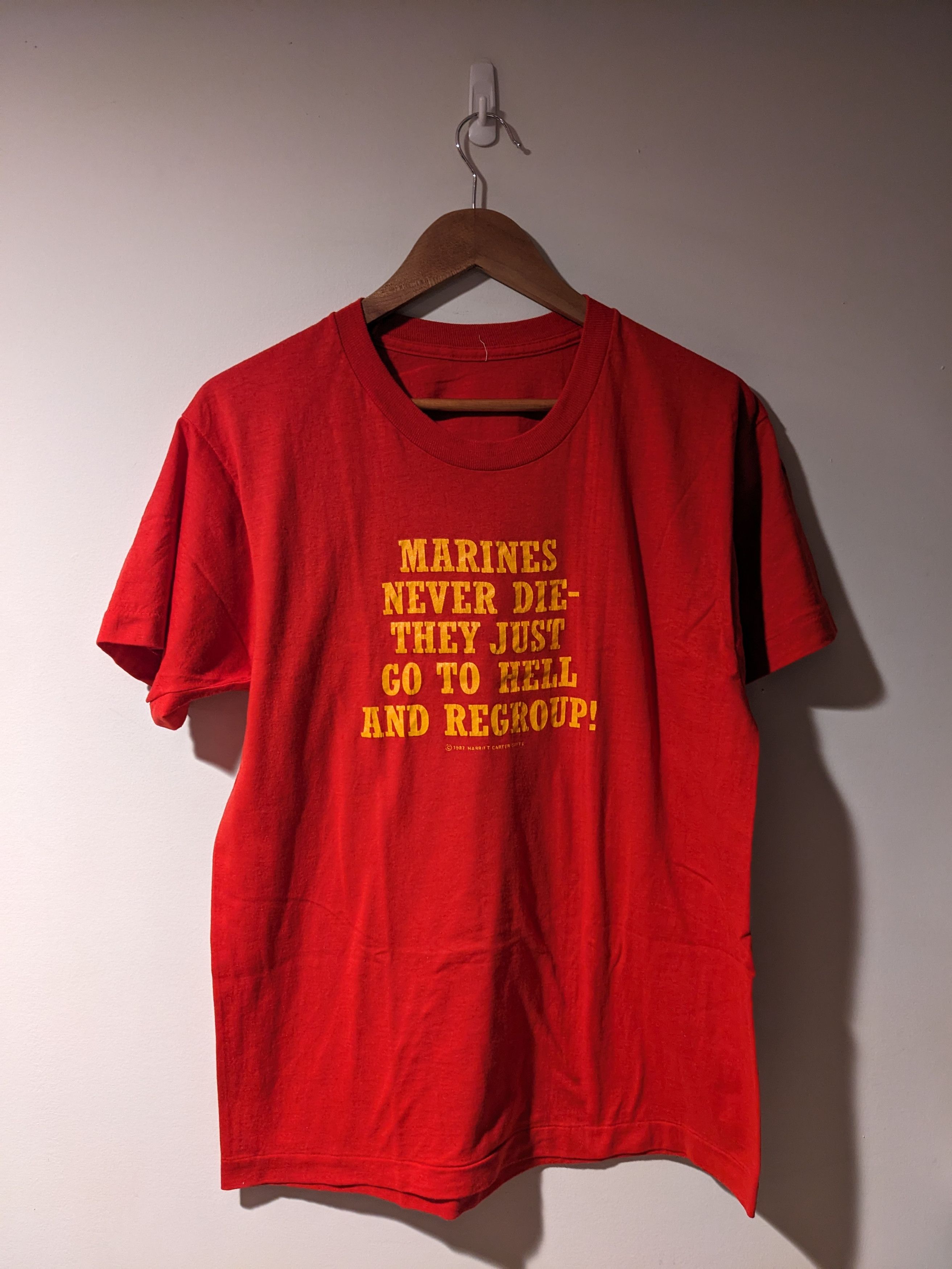American Apparel Vintage 1987 Marines Never Die They Just go to Hell T-Shirt Size US M / EU 48-50 / 2 - 1 Thumbnail