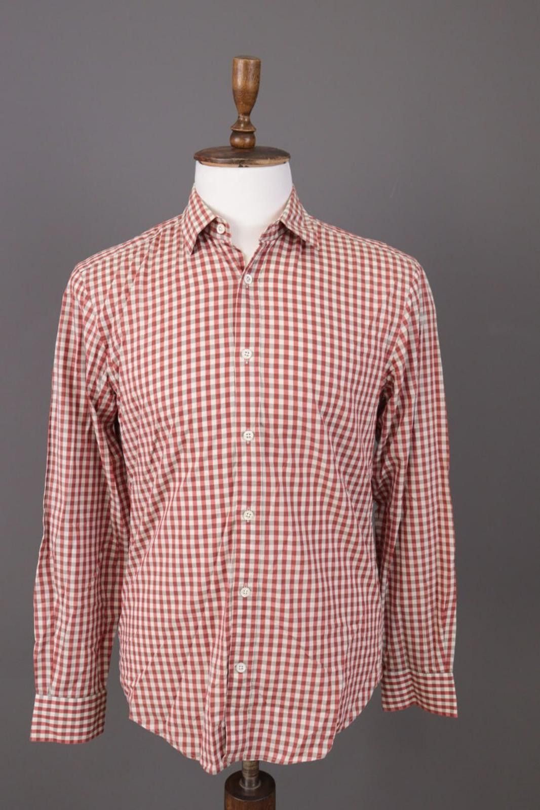 Gieves & Hawkes Red Check Dress Shirt Size M