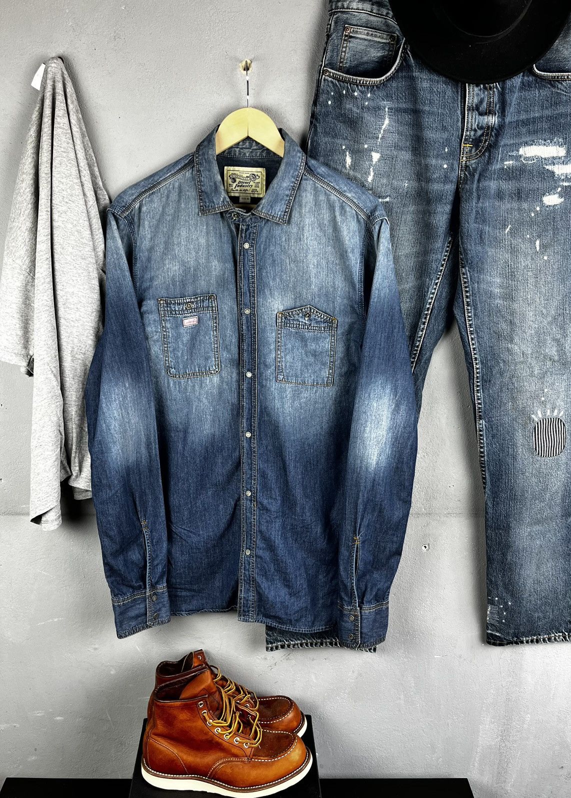 Diesel Diesel denim distressed shirt size xl Size US XL / EU 56 / 4 - 1 Thumbnail