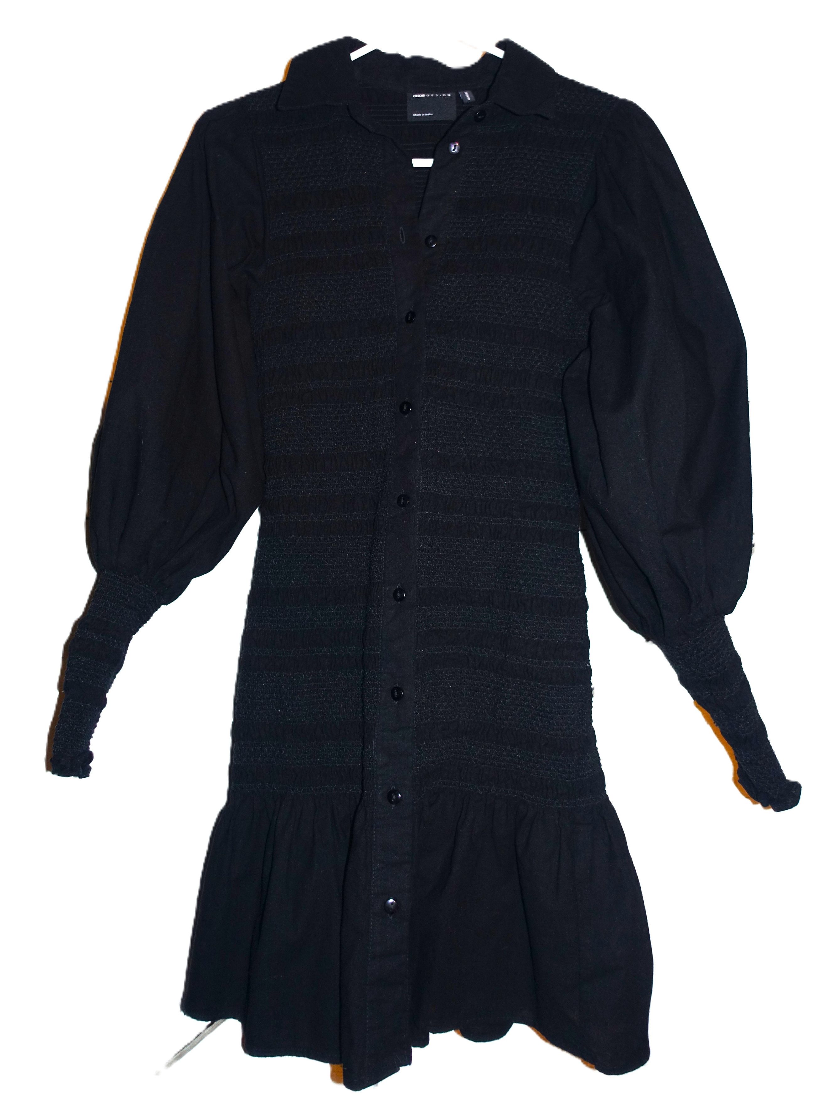 Asos Asos Design Black Puff Sleeve Shirt Dress 2 Size XS / US 0-2 / IT 36-38 - 8 Thumbnail
