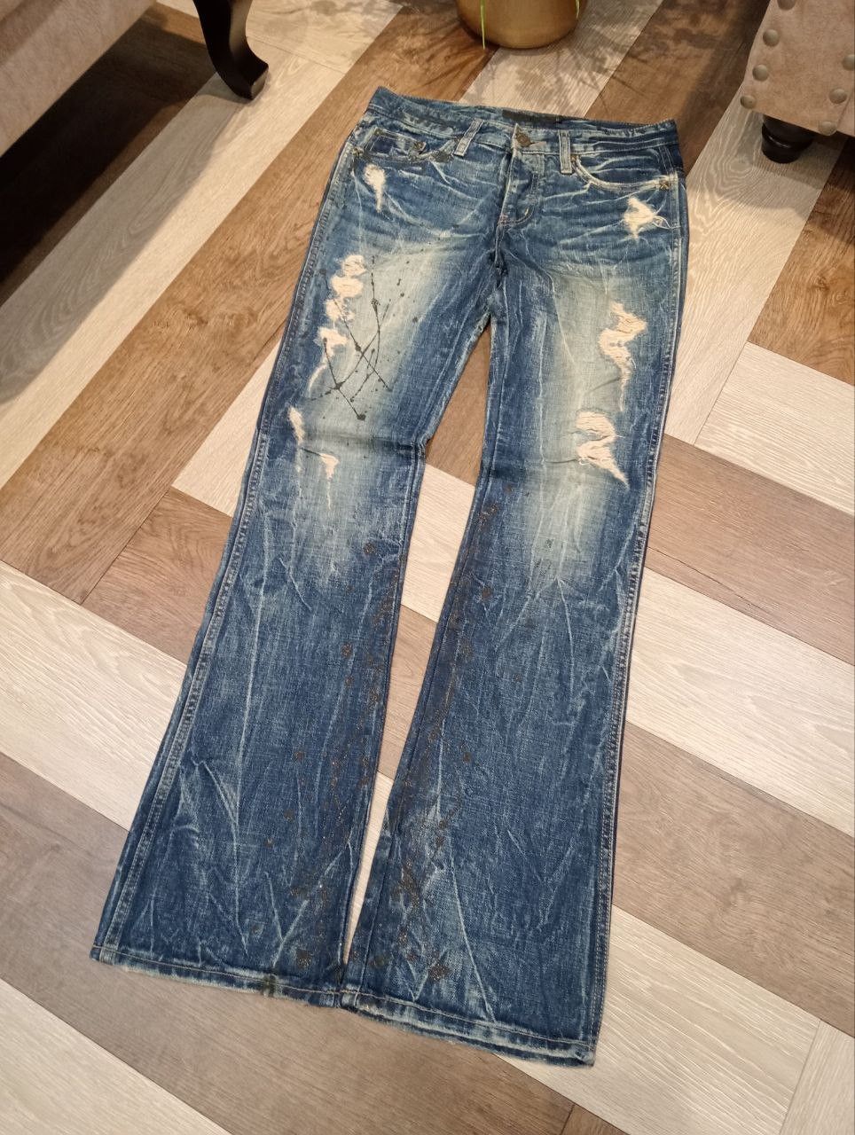 GOSTAR DE FUGA FUGA BLUE DISTRESSED FLARED DENIM PANTS Size US 30 / EU 46 - 2 Thumbnail