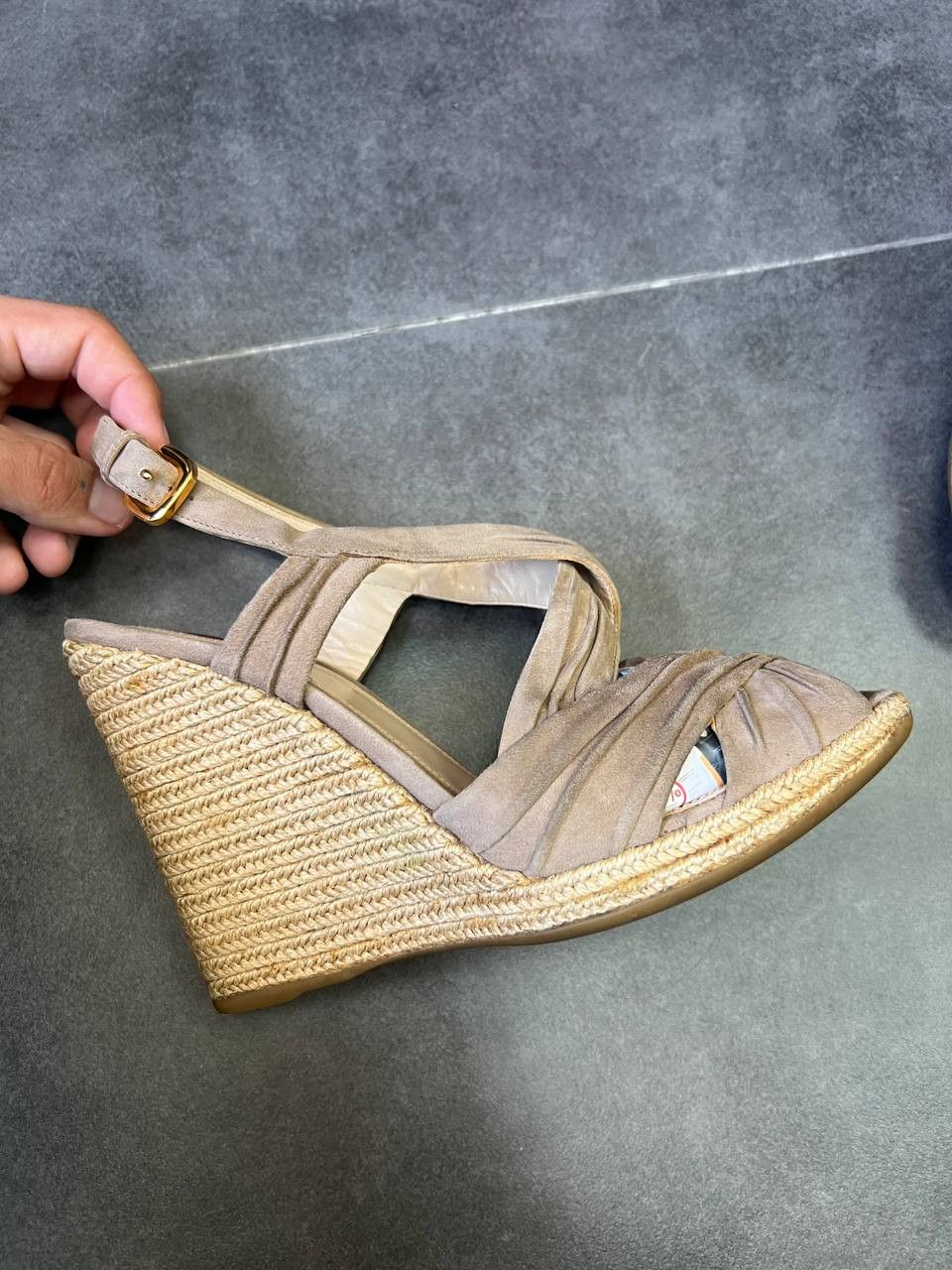 Prada Prada Womens Wedge Sandals Brown Shoes Canvas Platform Size US 10.5 / IT 40.5 - 4 Thumbnail
