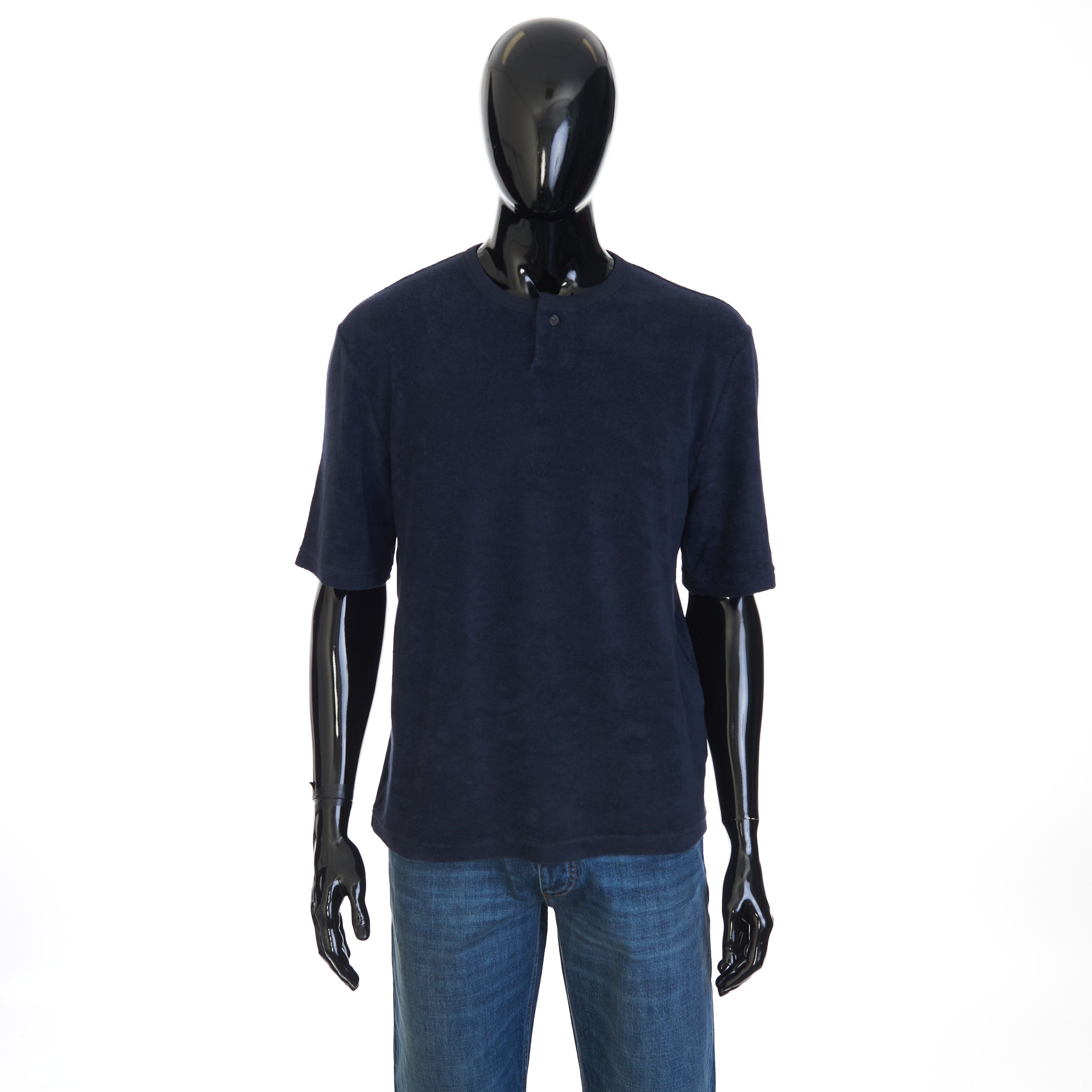 image of Bottega Veneta Towelling Jersey T-Shirt In Abyss Blue Cotton Blend, Men's (Size XL)