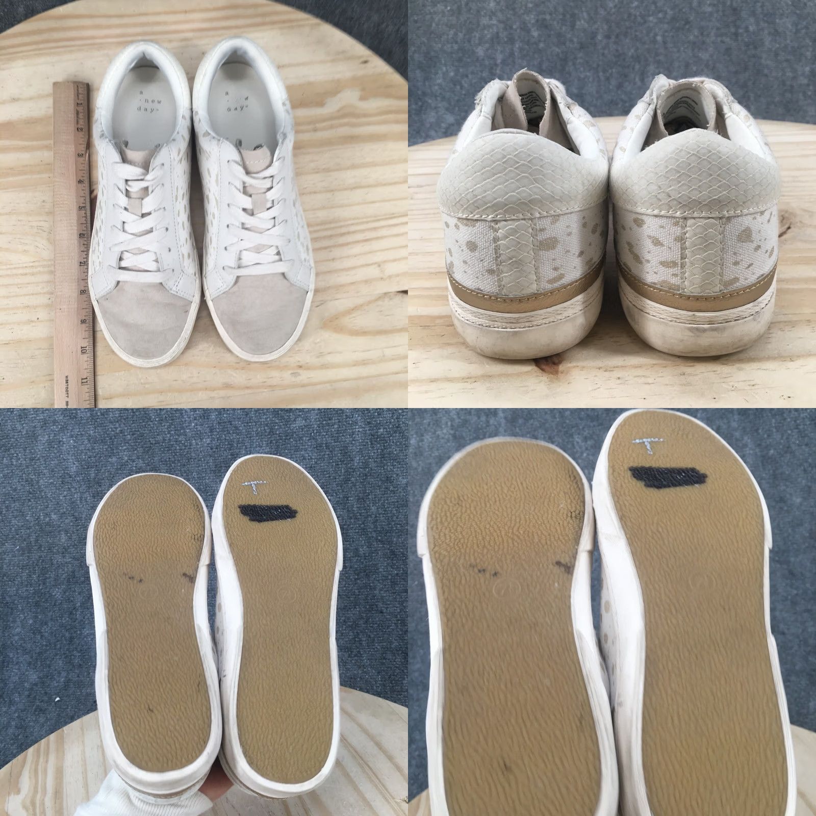 Vintage A New Day Maddison Womens 7.5 Casual Low Top Sneakers White Fabric Lace Up Shoes Size M / US 6-8 / IT 42-44 - 8 Thumbnail
