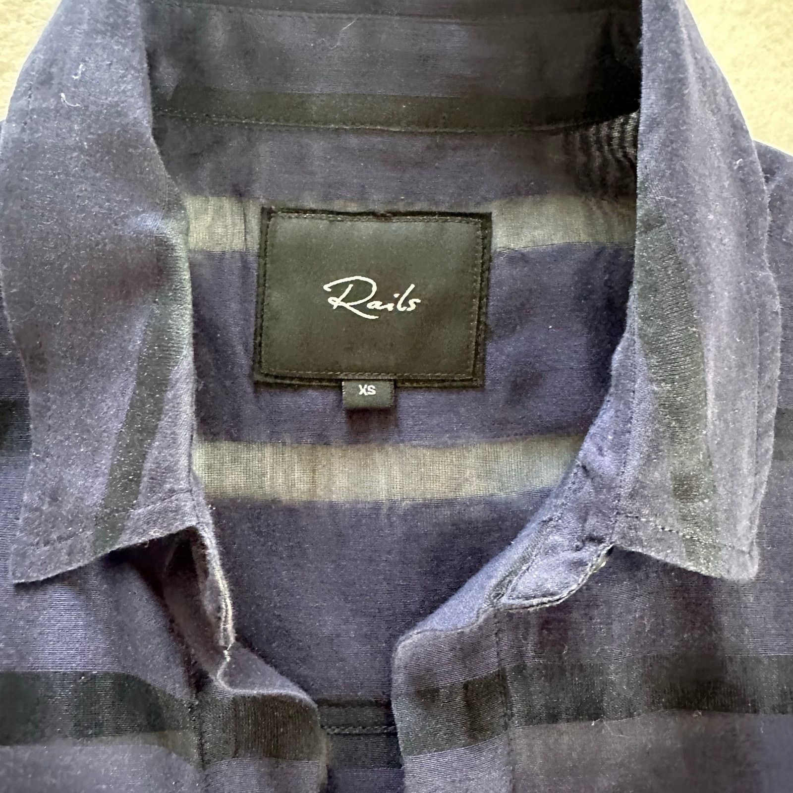 Rails Rails Cameron Sheer Panel Blouse Navy Cotton Silk XS Size XS / US 0-2 / IT 36-38 - 3 Thumbnail