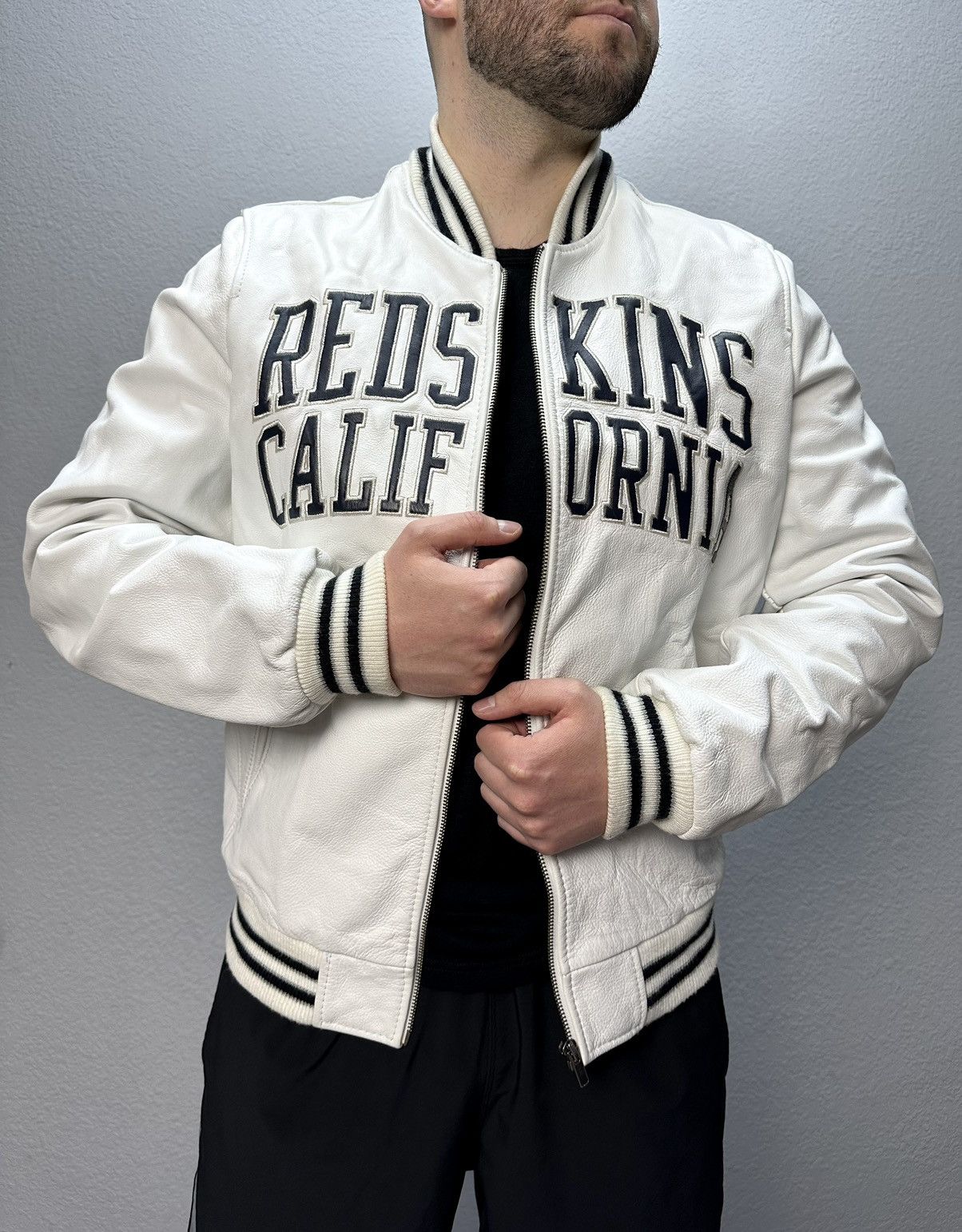 NFL × Vintage Vintage Redskins California Bomber Leather Jacket Varsity Size US XL / EU 56 / 4 - 3 Thumbnail