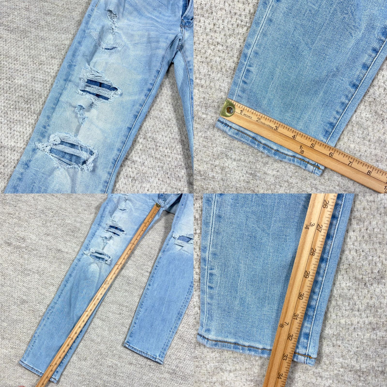 American Eagle Outfitters American Eagle Outfitters Jeans Men 30x34 Athletic Skinny Light Wash Distressed 5-Pocket Denim Blue(Size 30) Mens Size US 30 / EU 46 - 8 Thumbnail