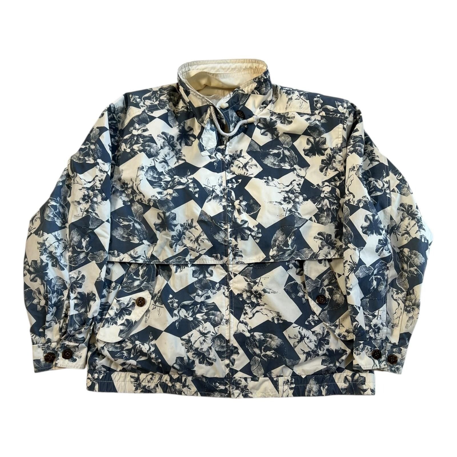 London Fog Vintage London Fog Jacket Mens Medium Blue White Floral AOP Size US M / EU 48-50 / 2 - 1 Thumbnail