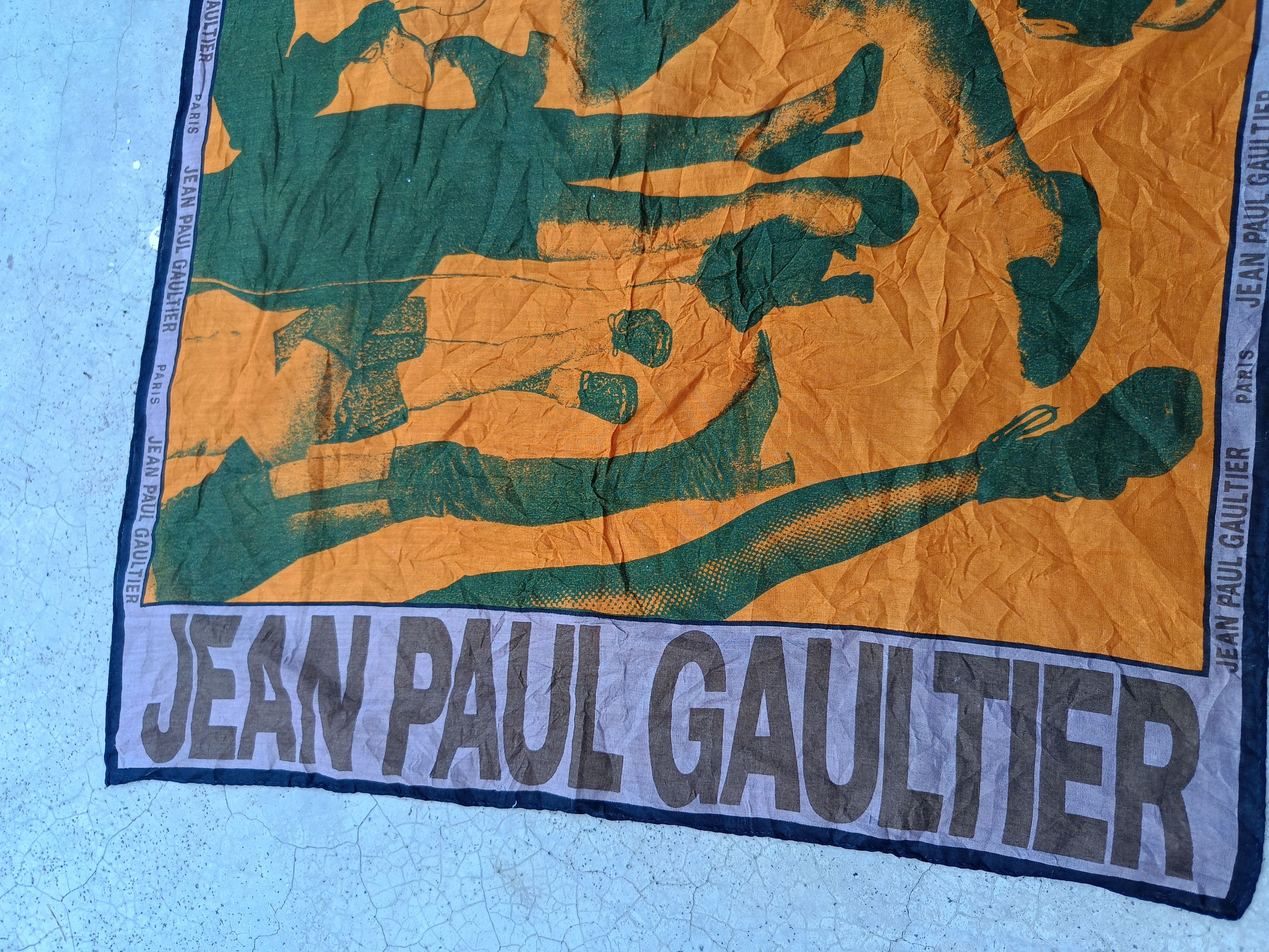 Jean Paul Gaultier 1990s JEAN PAUL GAULTIER ORANGE GRAPHIC SCARF Size ONE SIZE - 5 Thumbnail