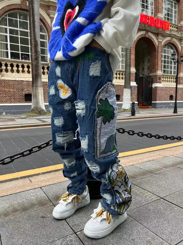 Japanese Brand Y2K Harajuku Patch Grunge Hip Hop Jeans Trousers Size US 34 / EU 50 - 5 Thumbnail