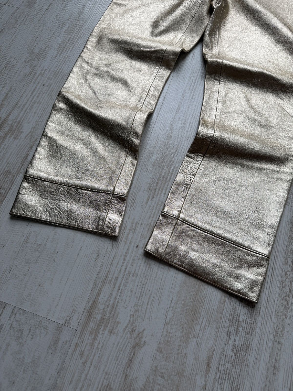 Marni MARNI Gold Metallic Leather Straight Trousers IT 38 Luxury Size 26" / US 2 / IT 38 - 4 Thumbnail