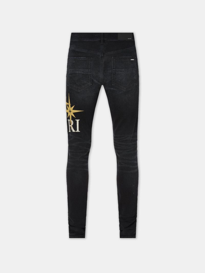 Amiri o1s1wg110426 Starburst Applique Skinny Jeans in Black Size US 27 - 2 Thumbnail