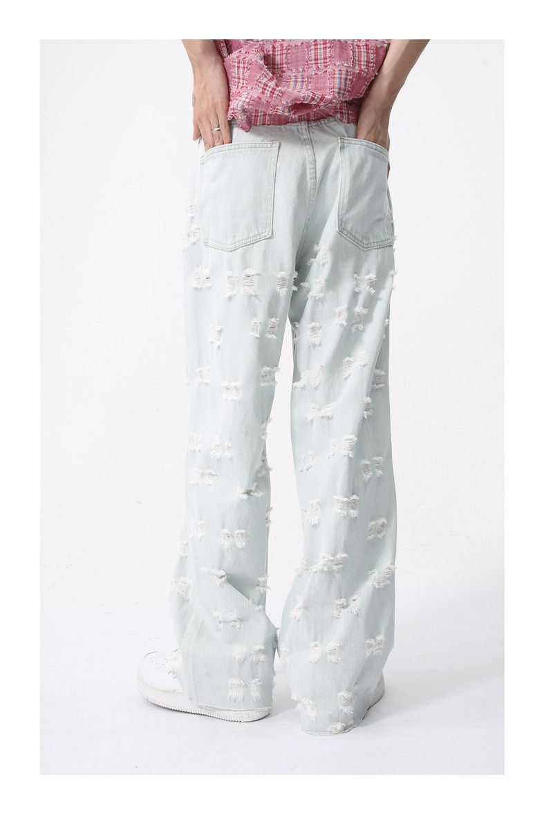 Japanese Brand Men's American-style ripped jacquard vintage jeans Size US 32 / EU 48 - 4 Thumbnail