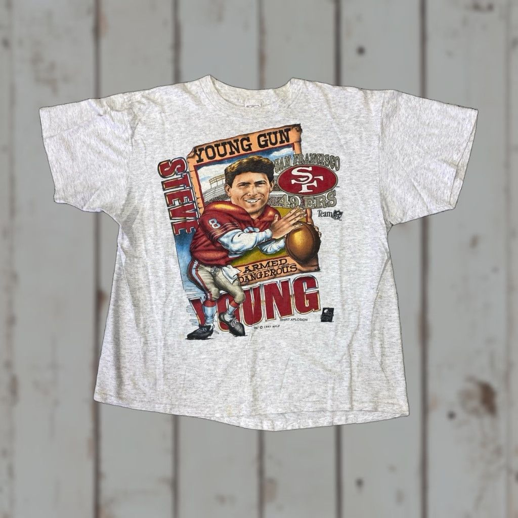 Vintage VINTAGE Steve Young T Shirt San Francisco 49ers Tee USA Made XL Black Unisex Short Sleeve Cotton Graphic Tee Sportswear 1990s Mens Womens Boys Girls Size US XL / EU 56 / 4 - 1 Thumbnail