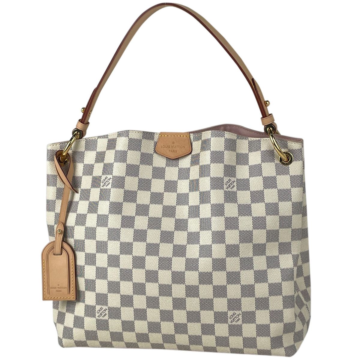 Louis Vuitton Graceful PM Shoulder Bag Damier Azur White