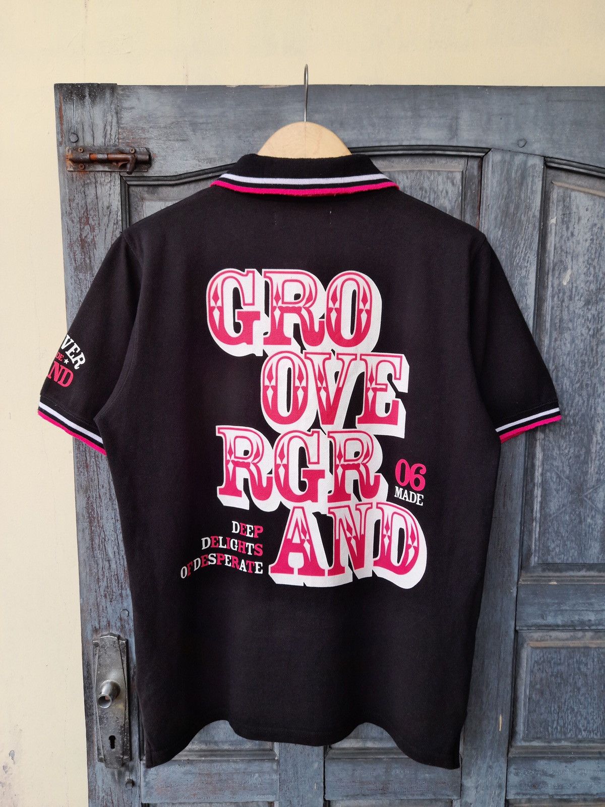 Japanese Brand Groover Grand Polo Shirt Black Pink Logo Y2K Streetwear Size US L / EU 52-54 / 3 - 2 Thumbnail