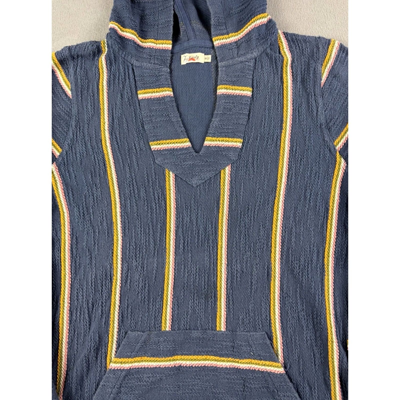 Faherty Faherty Hoodie Pullover Women M Multicolor Stripe Knit Cotton Hooded Beach V-Neck Size M / US 6-8 / IT 42-44 - 2 Thumbnail