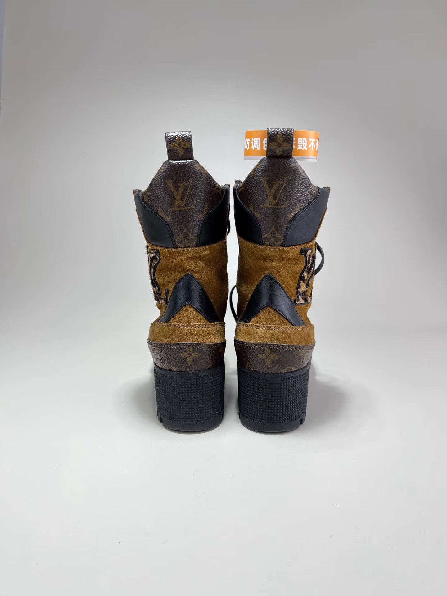 Louis Vuitton LOUIS VUITTON Brown Suede Leopard Print Martin Boots Size US 7.5 / IT 37.5 - 3 Thumbnail