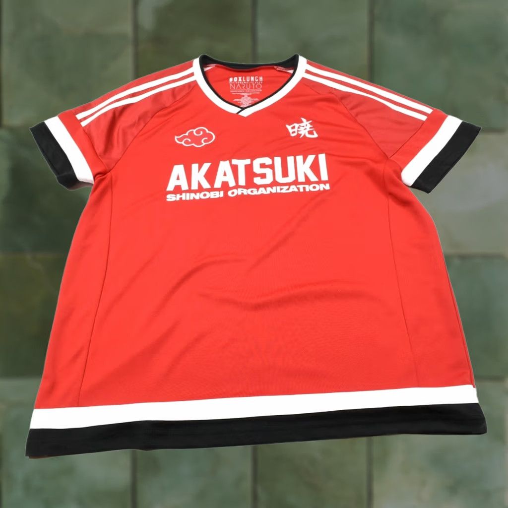 Vintage BoxLunch Naruto Akatsuki Shinobi Soccer Jersey Red 2X V-Neck Short Sleeve Mens Size US XXL / EU 58 / 5 - 1 Thumbnail