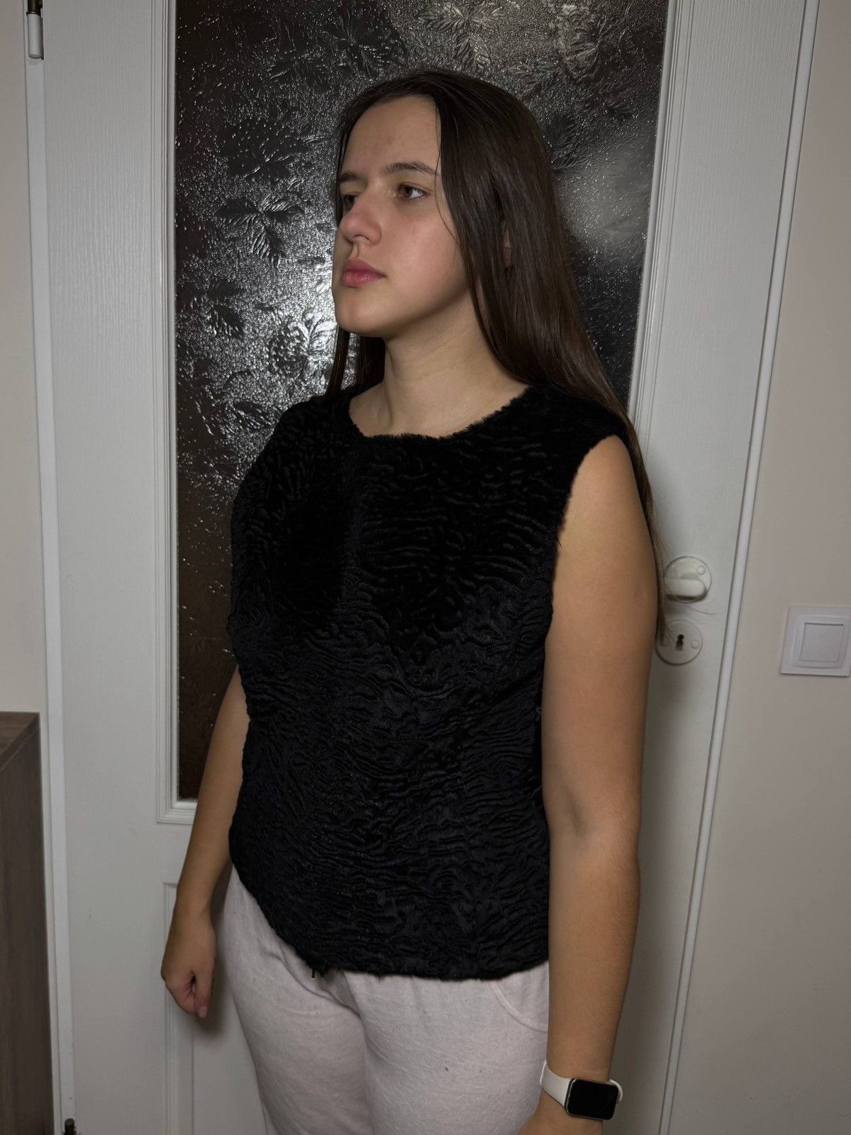 Moncler Women`s Moncler Black Textured Faux-Fur Vest Autentic Size L Size L / US 10 / IT 46 - 1 Thumbnail