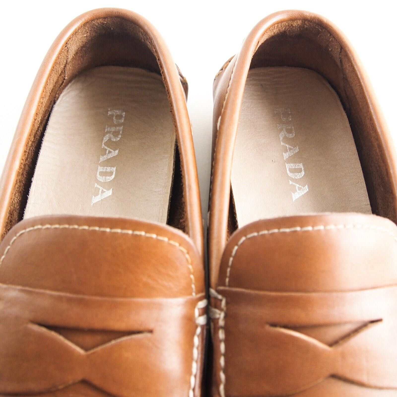 Prada Prada Penny Driving Loafers Brown Leather Mens US 9 EU 42 Size US 9 / EU 42 - 7 Thumbnail