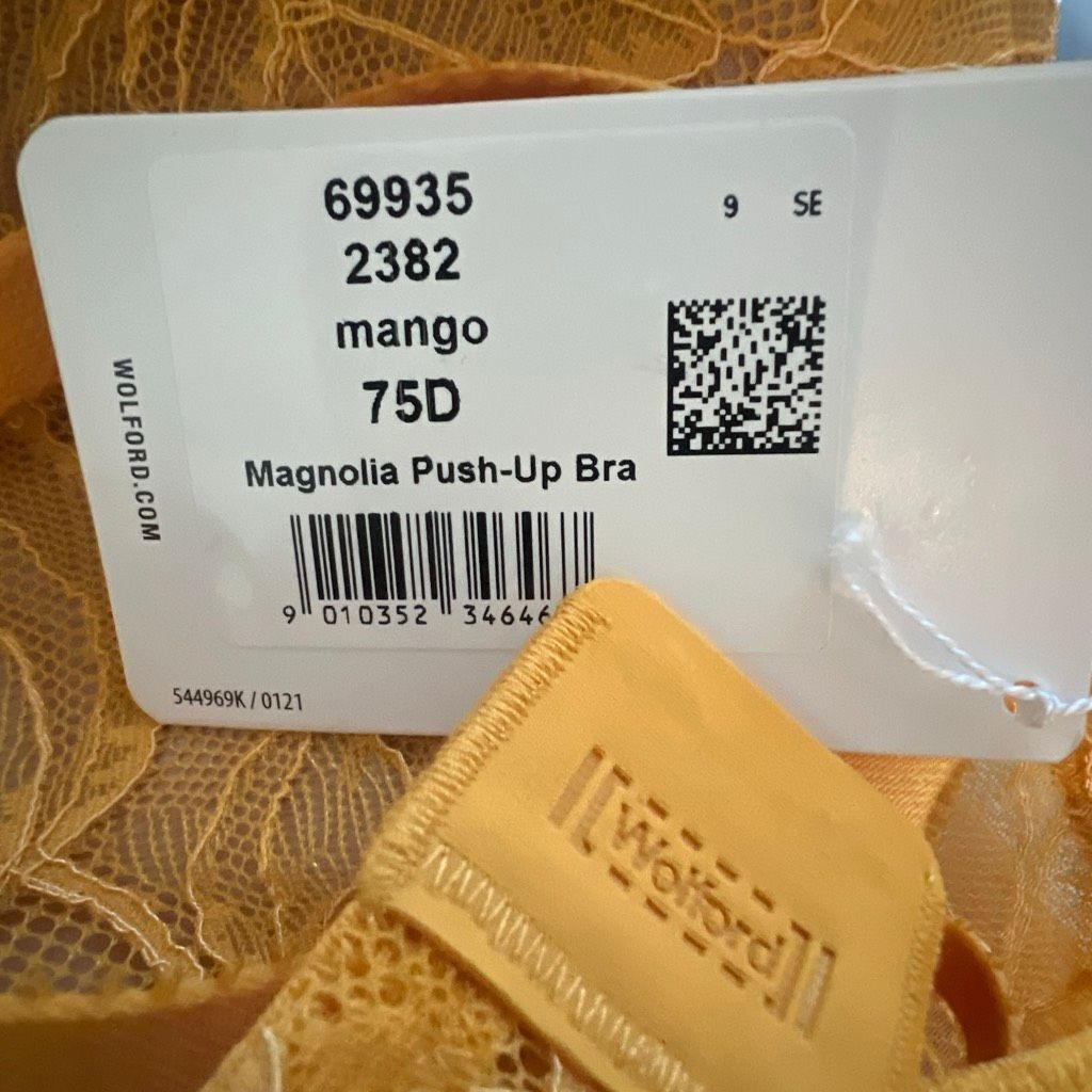 Wolford NWT Wolford Magnolia Lace Push-Up Demi Bra Mango Yellow 75D / 34D Size ONE SIZE - 11 Thumbnail