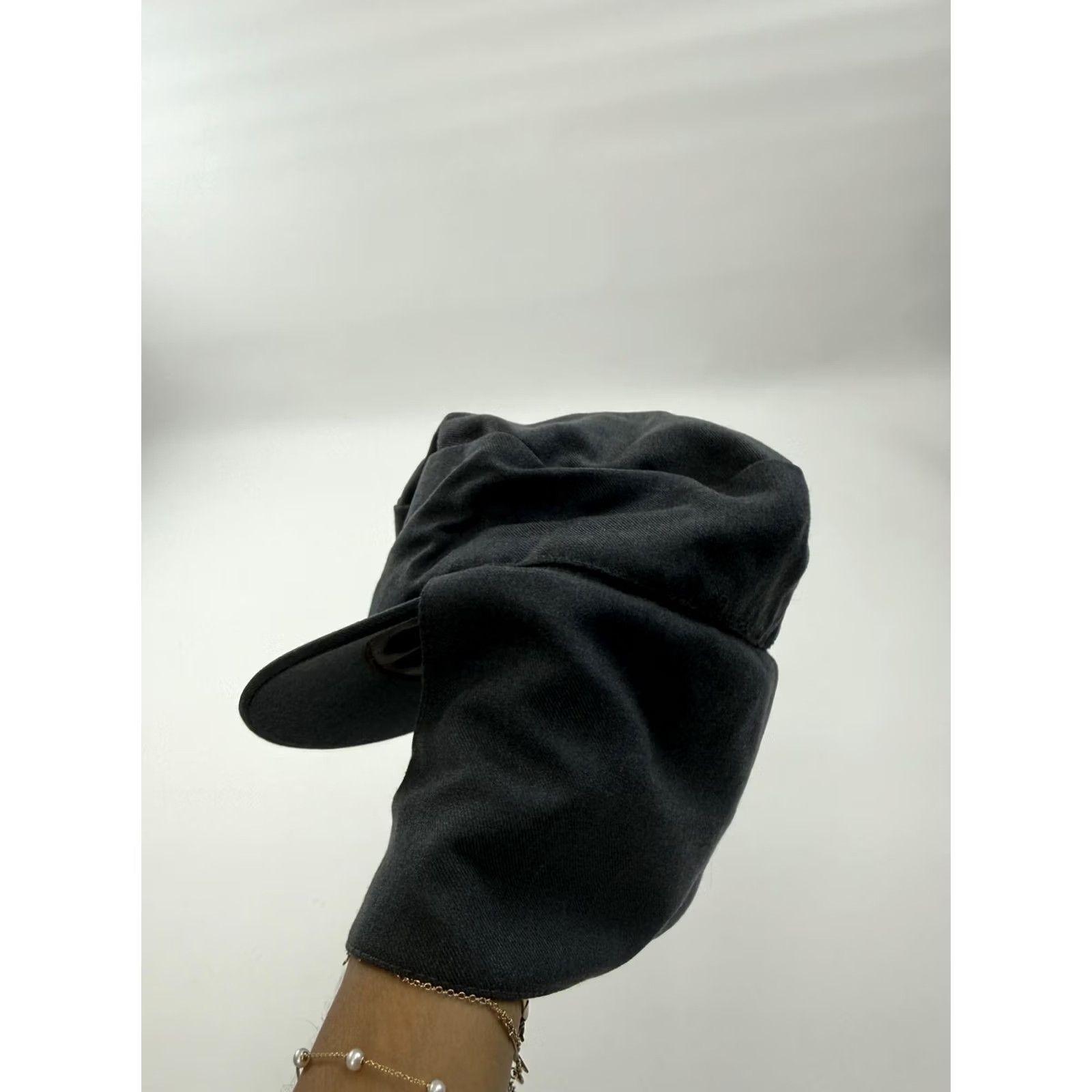Vintage VINTAGE Army Cap Fitted 7 1/4 Gray Twill Winter Lined Ear Neck Flap 80s Hat Mens Size ONE SIZE - 3 Thumbnail