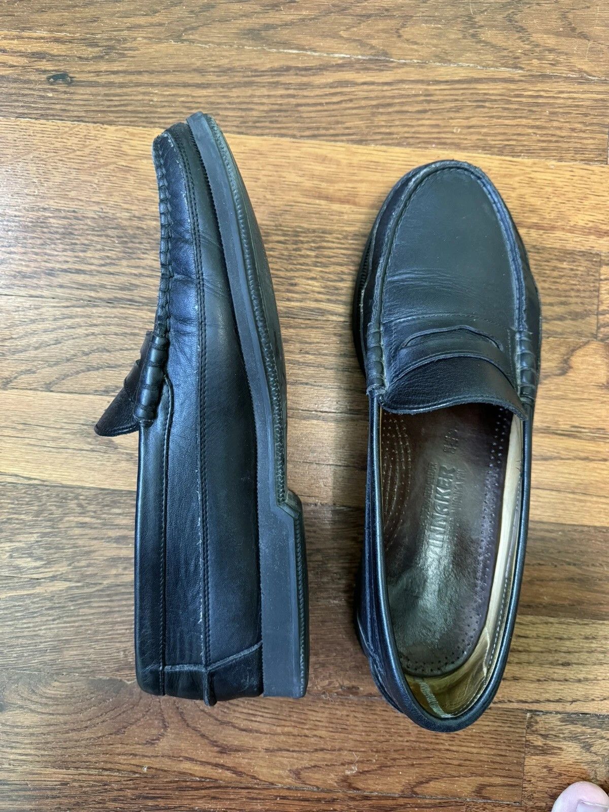 Mephisto Black Leather Cap Vert Boat Shoe Loafers Size 10.5