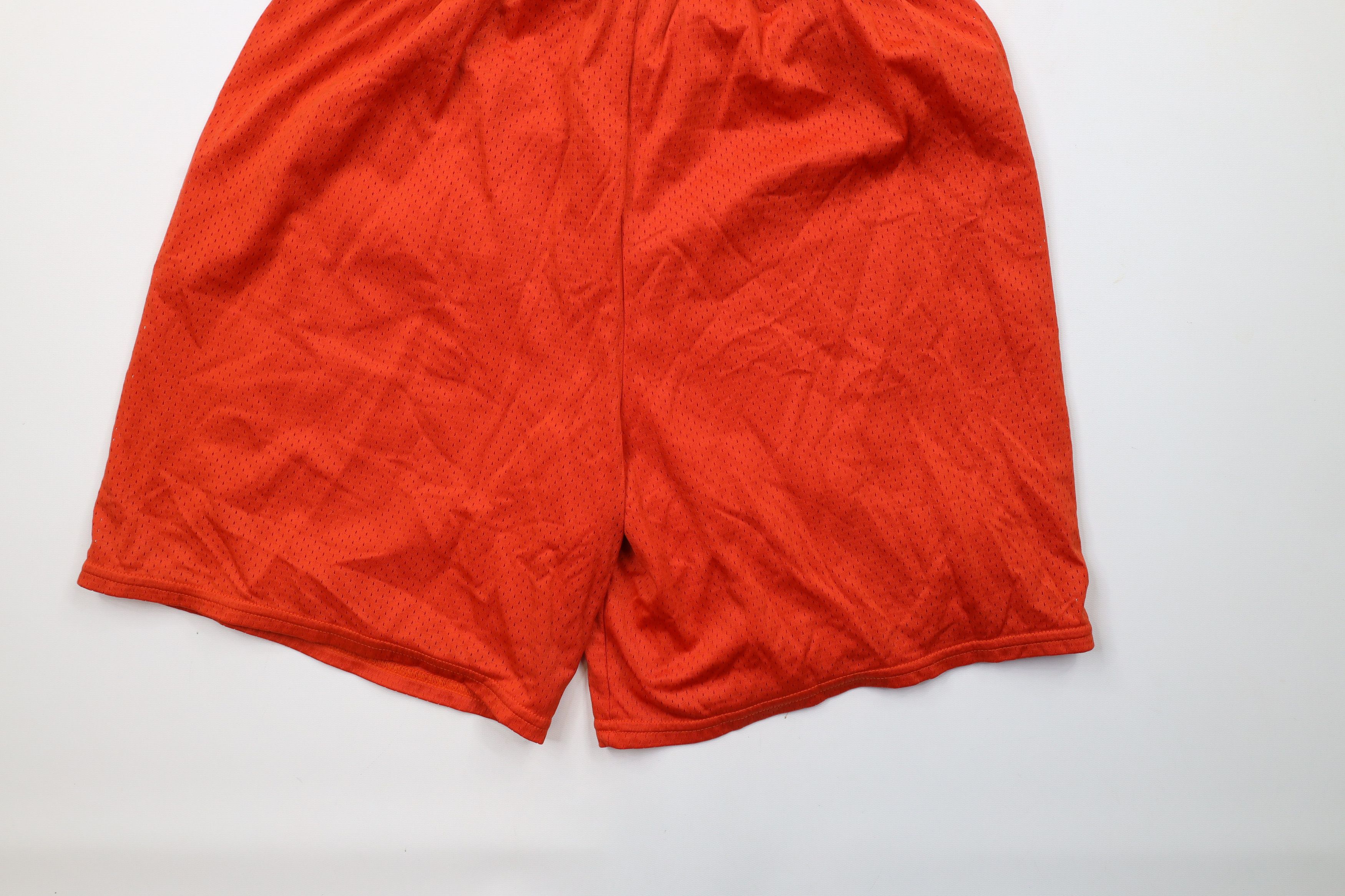 Nike × Vintage Vintage 90s Nike Mini Swoosh Above Knee Mesh Shorts Orange Size US 32 / EU 48 - 11 Thumbnail