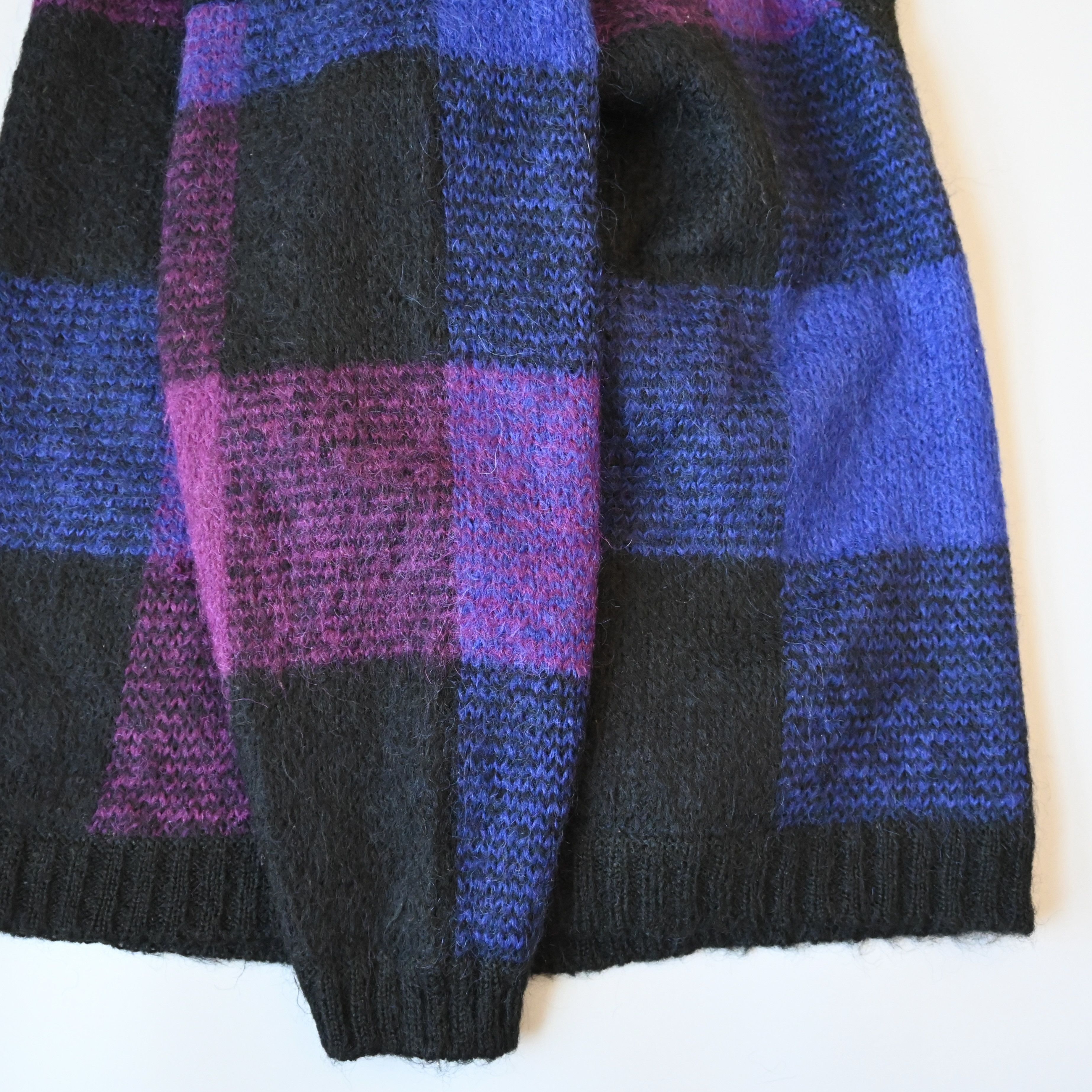 Vintage 1990s PAULHARRIS black&purple panel mohair-mix sweater Size L / US 10 / IT 46 - 9 Thumbnail