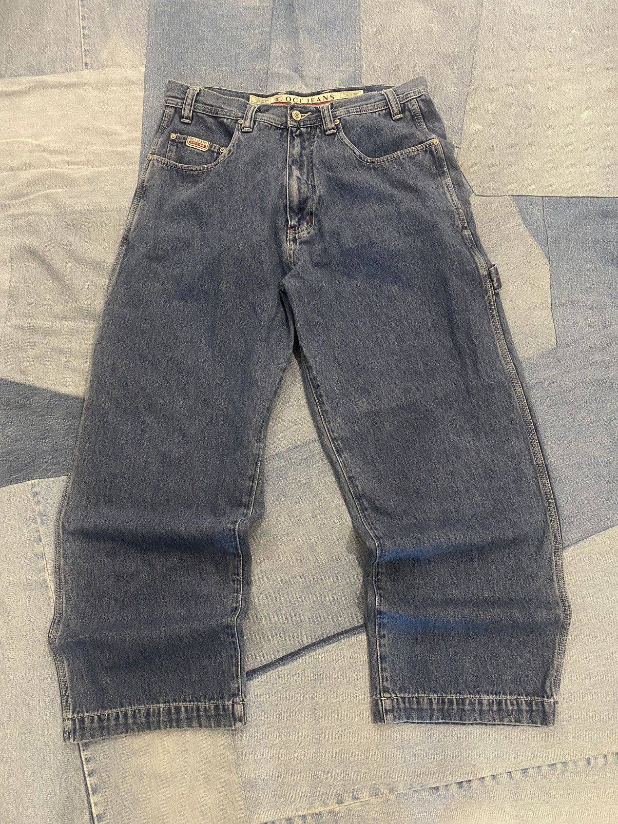 Japanese Brand CRAZY Baggy Essential Skater Stye Wide Leg Oci Denim Jeans Size US 31 - 1 Thumbnail