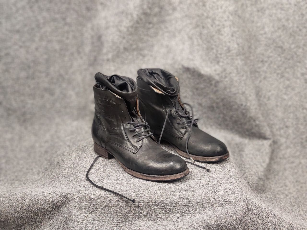 Other Vintage Guidi Style lace up Black Leather ankle Boots Size US 7 / IT 37 - 8 Thumbnail