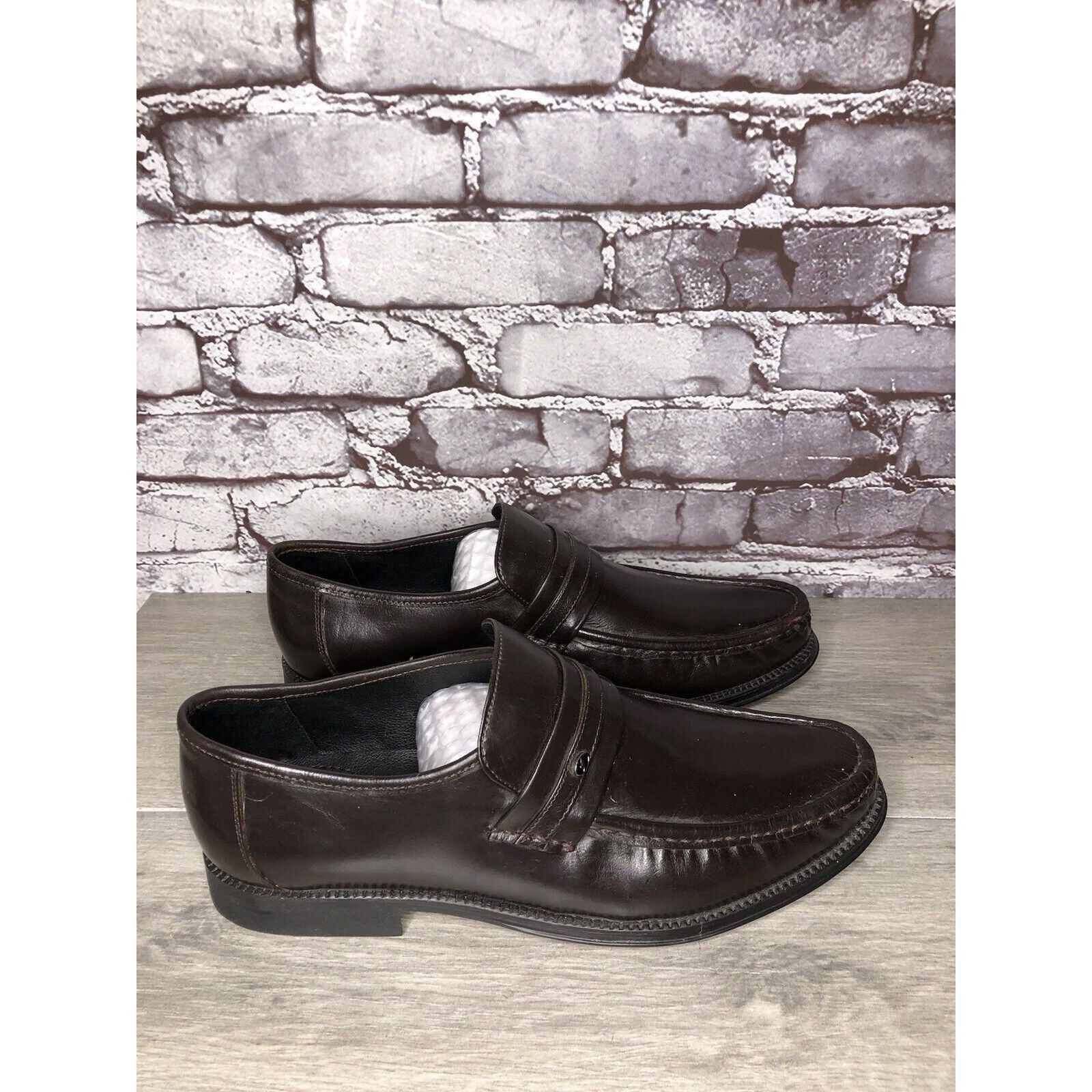 Other Clifford James Brown Leather Slip On Dress Loafers Shoes Men Size US 10 / EU 43 - 12 Thumbnail