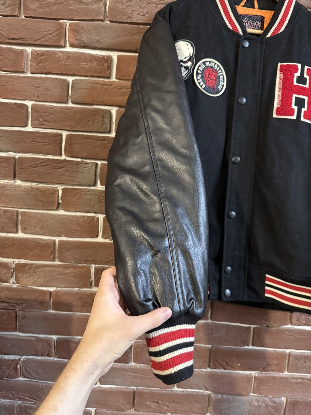 Vintage Rare Hardcore United Varsity Bomber Jacket Gabber L Black Size US L / EU 52-54 / 3 - 6 Thumbnail