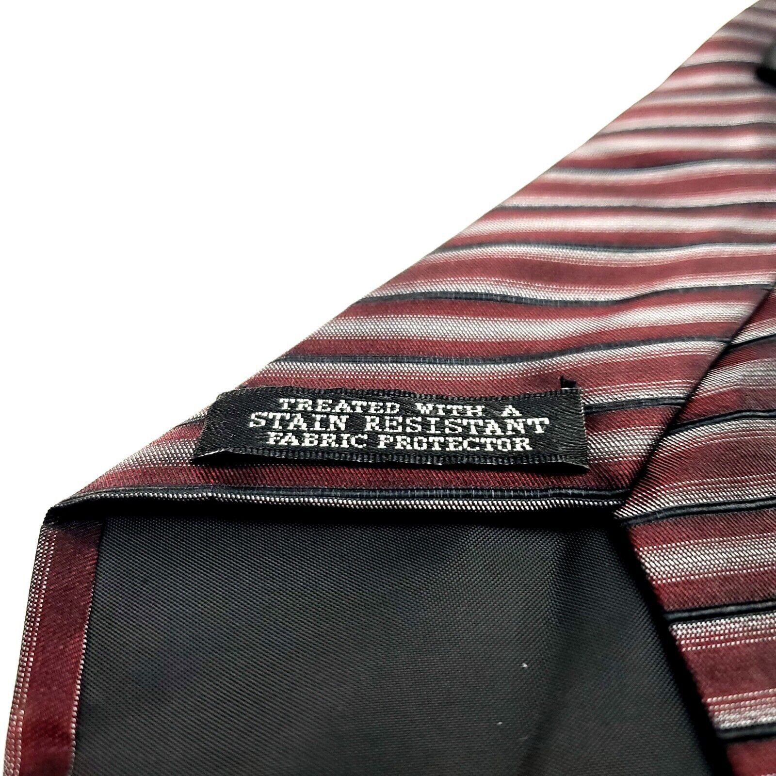 Van Heusen Van Heusen Silk Tie Print Red Striped Stain Resistant Size ONE SIZE - 5 Thumbnail