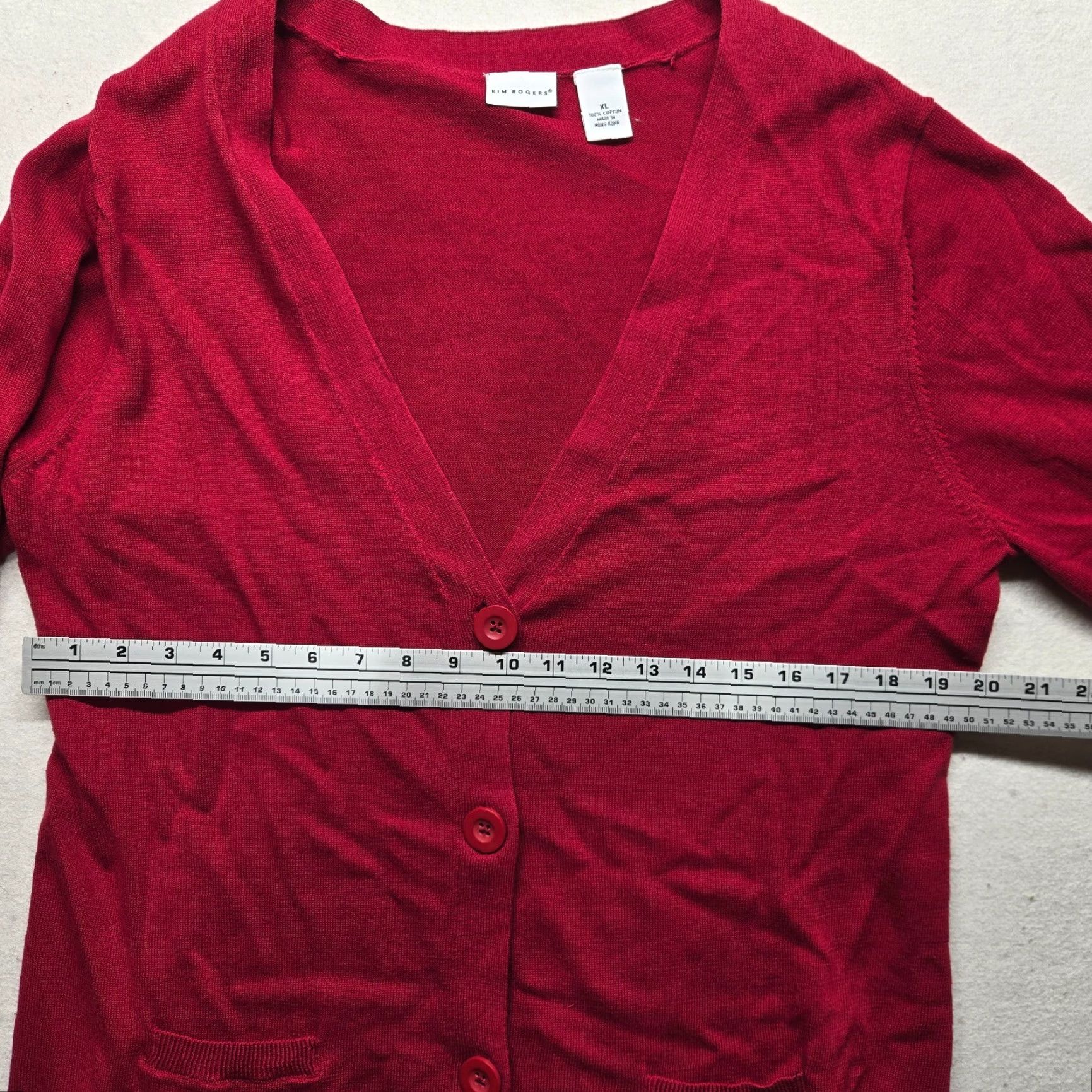 Vintage Kim Rogers Cardigan Sweater Red Solid XL Women's Knit Long Sleeve Button Front Fall Winter Vintage No Size XL / US 12-14 / IT 48-50 - 4 Thumbnail