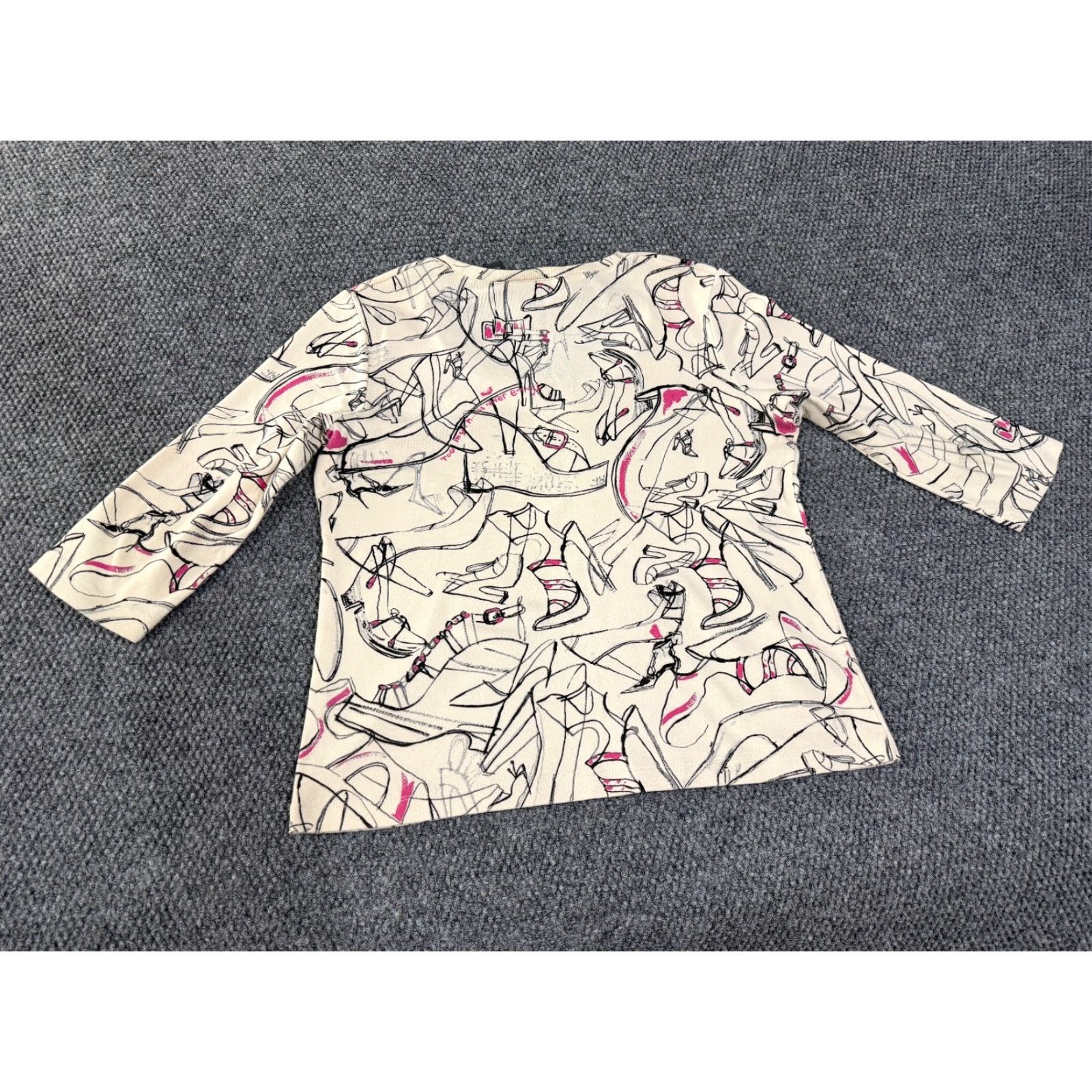 Vintage Chicos Shirt Womens L Beige Round Neck Long Sleeve Knit Stretch Solid Classic Print Size L / US 10 / IT 46 - 5 Thumbnail